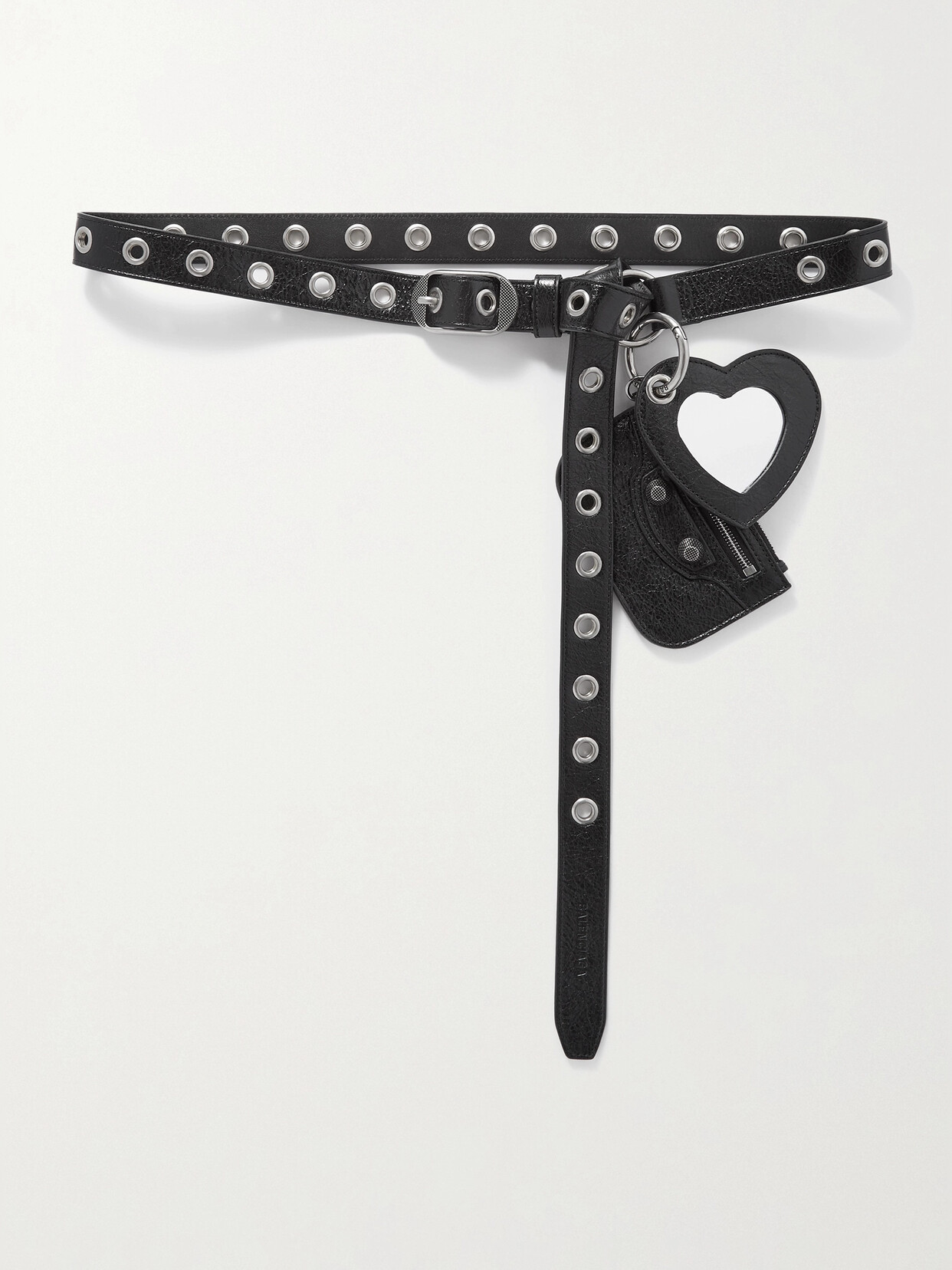 Shop Balenciaga Le Cagole Embellished Crinkled-leather Belt In Black