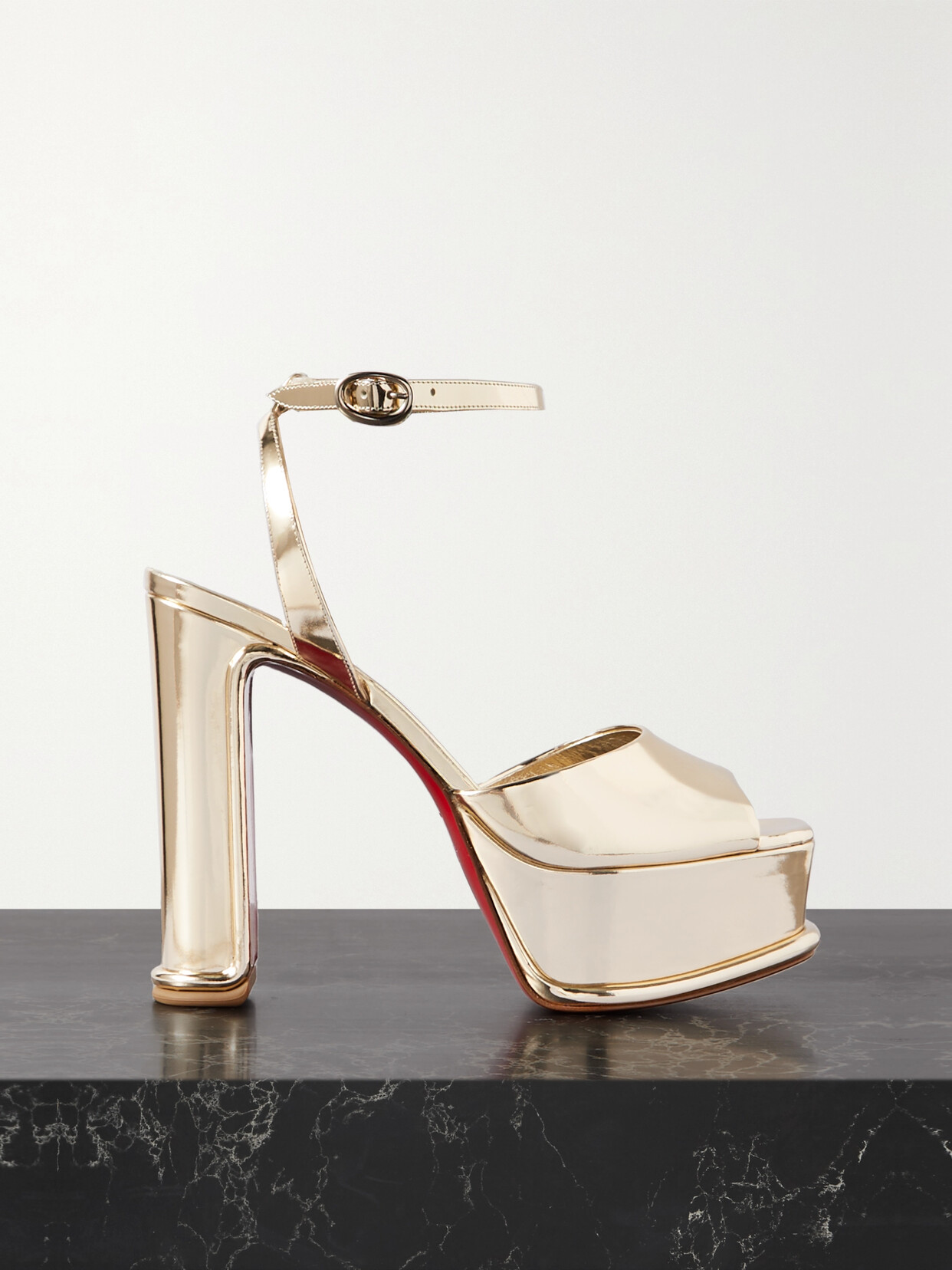Christian Louboutin Amali Alta 130 Mirrored-leather Platform Sandals
