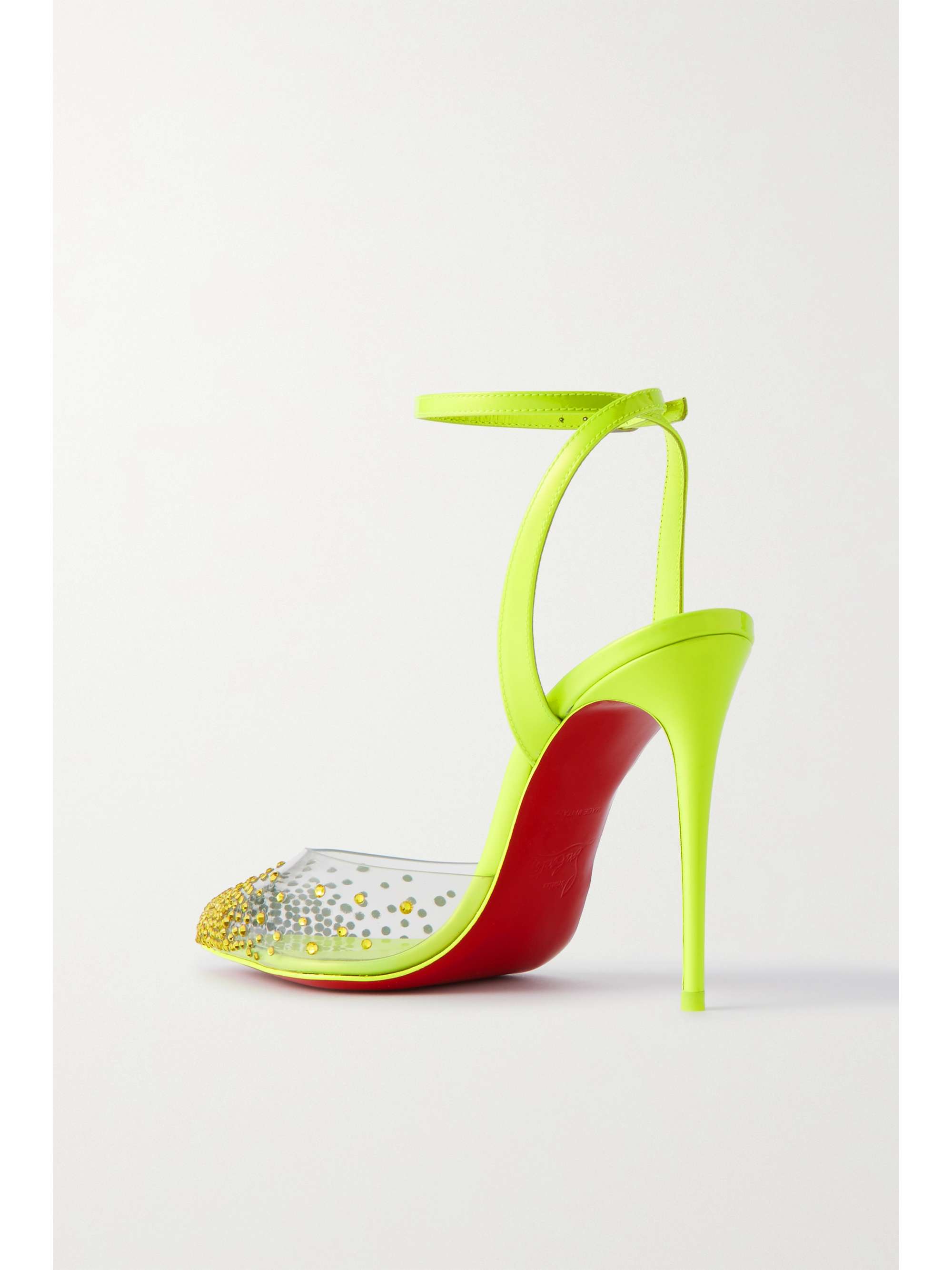 CHRISTIAN LOUBOUTIN Spikaqueen 100 crystal-embellished PVC and leather pumps