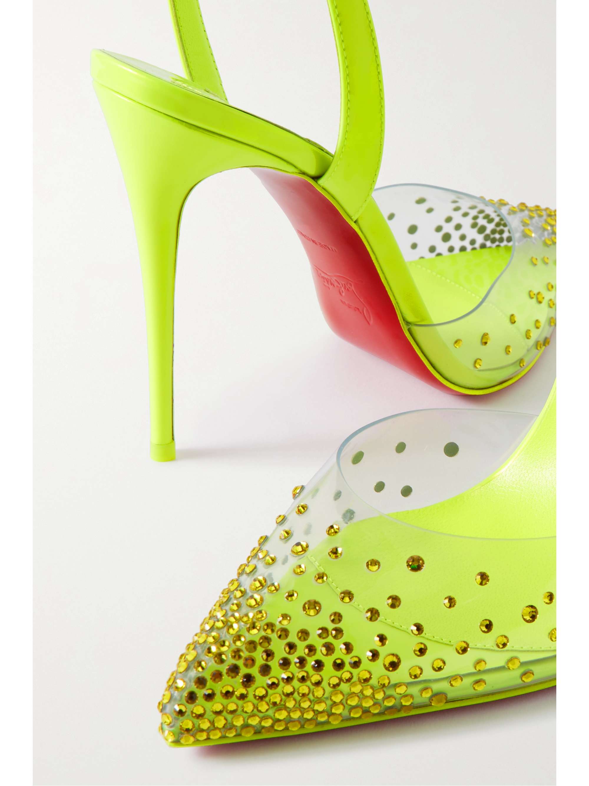 CHRISTIAN LOUBOUTIN Spikaqueen 100 crystal-embellished PVC and leather pumps