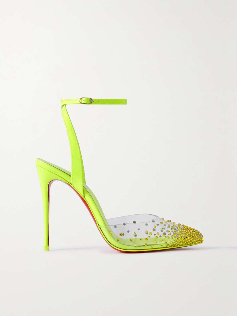 Christian Louboutin Spikaqueen 100 Crystal-embellished Pvc And Leather Pumps
