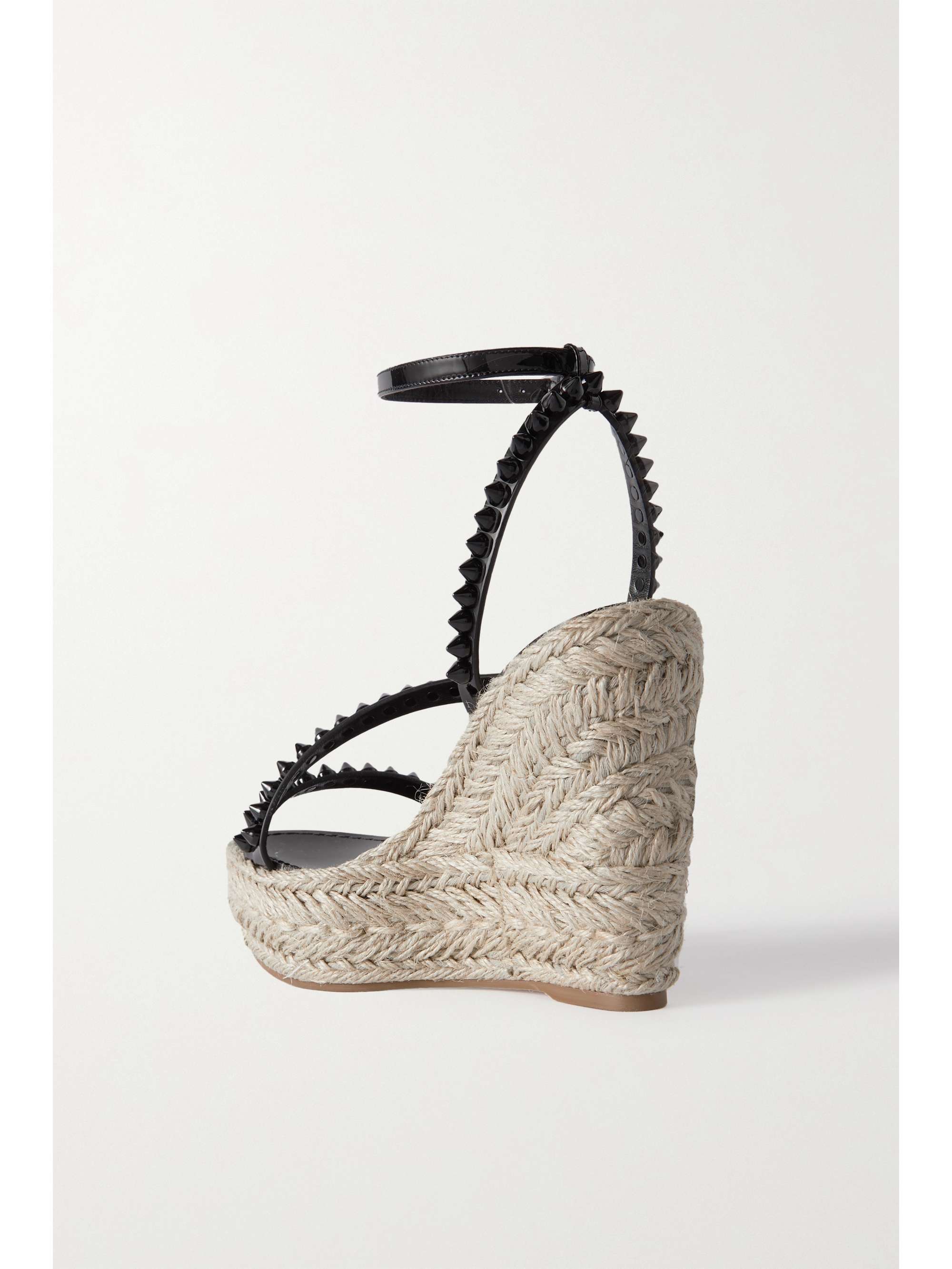 CHRISTIAN LOUBOUTIN Mafaldina Zeppa 120 studded patent-leather and raffia platform sandals