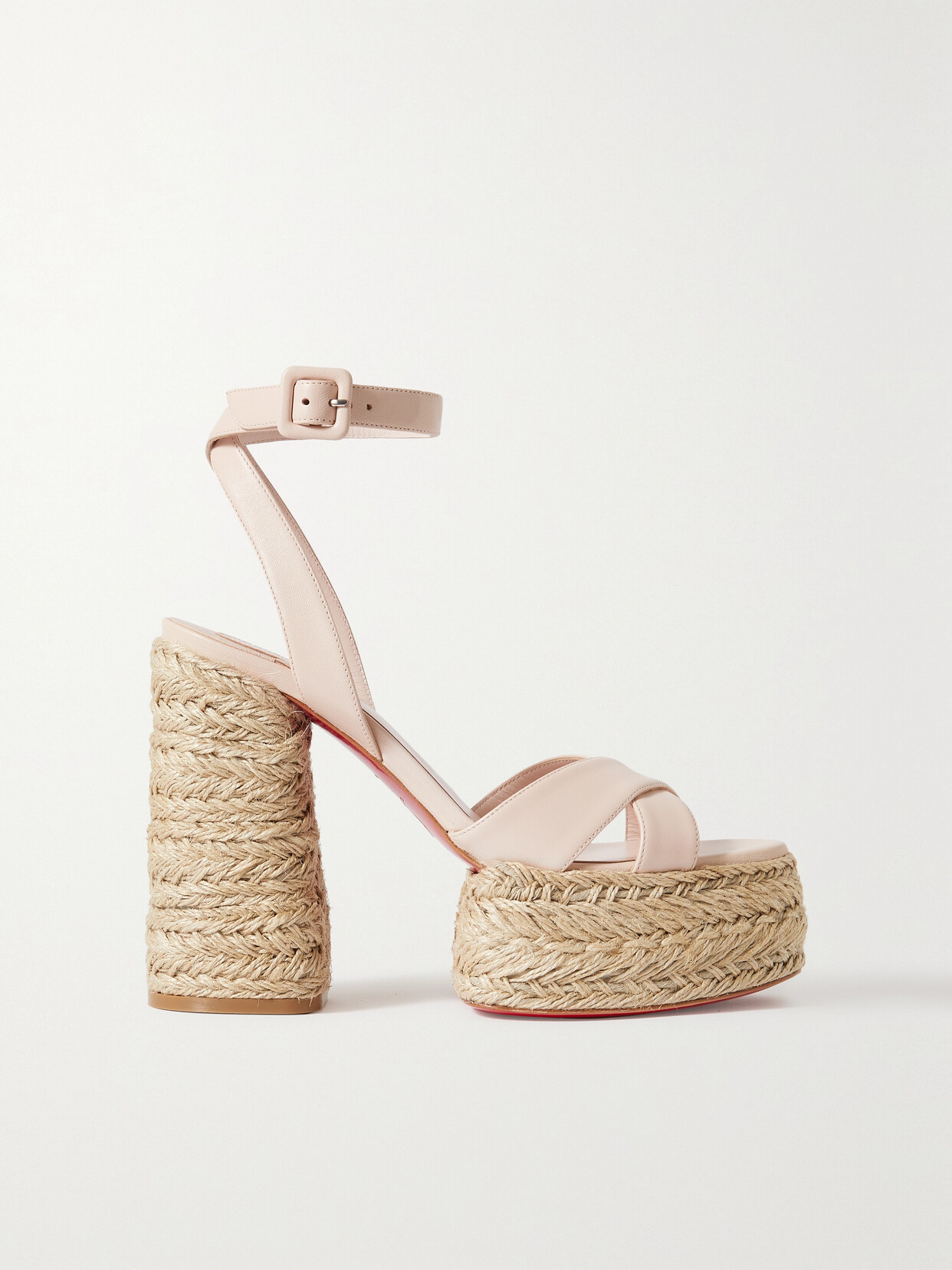 Shop Christian Louboutin Super Mariza 130 Leather Espadrille Platform Sandals In Neutrals