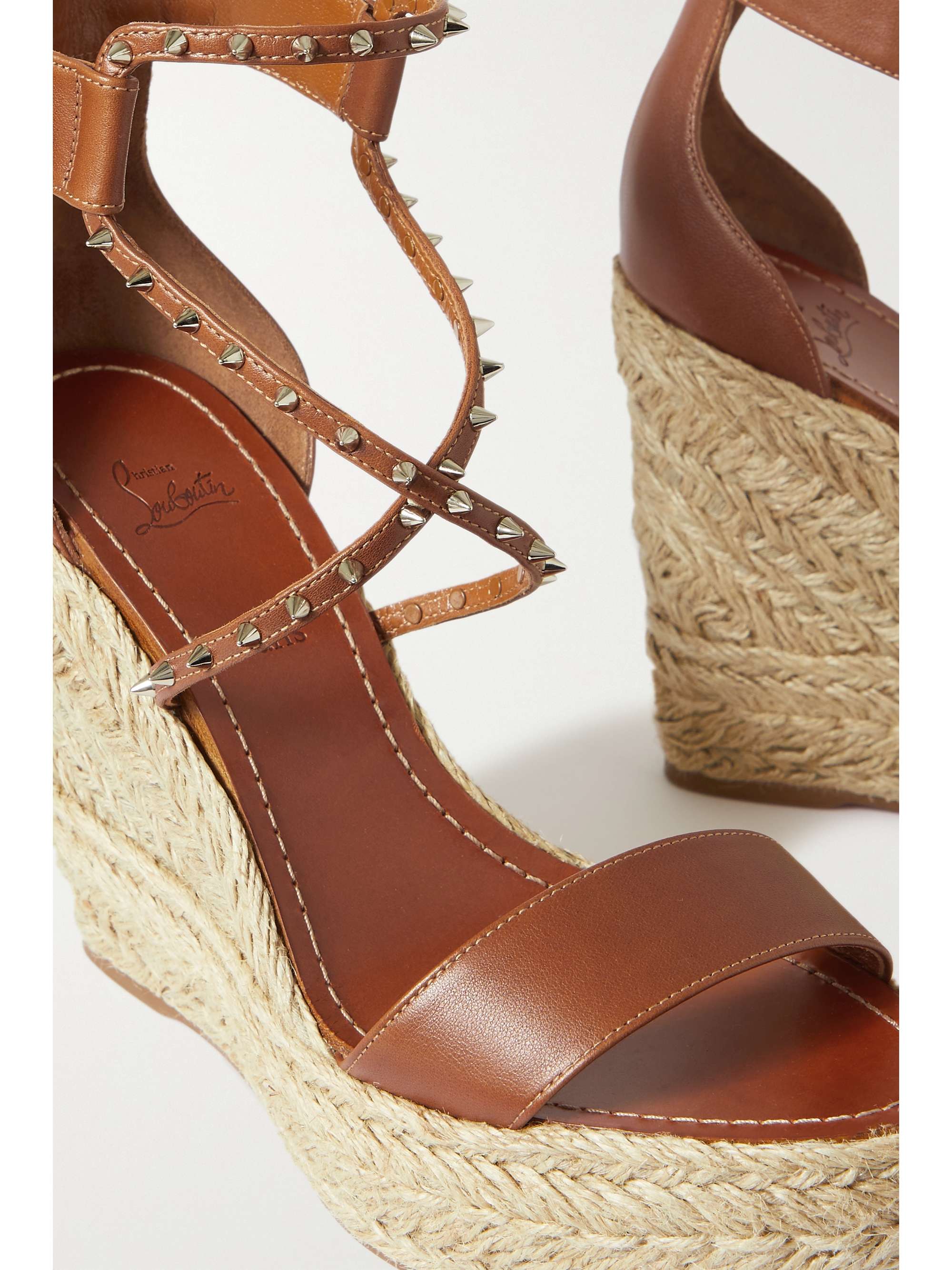 CHRISTIAN LOUBOUTIN Chocazeppa 120 studded leather espadrille wedge sandals