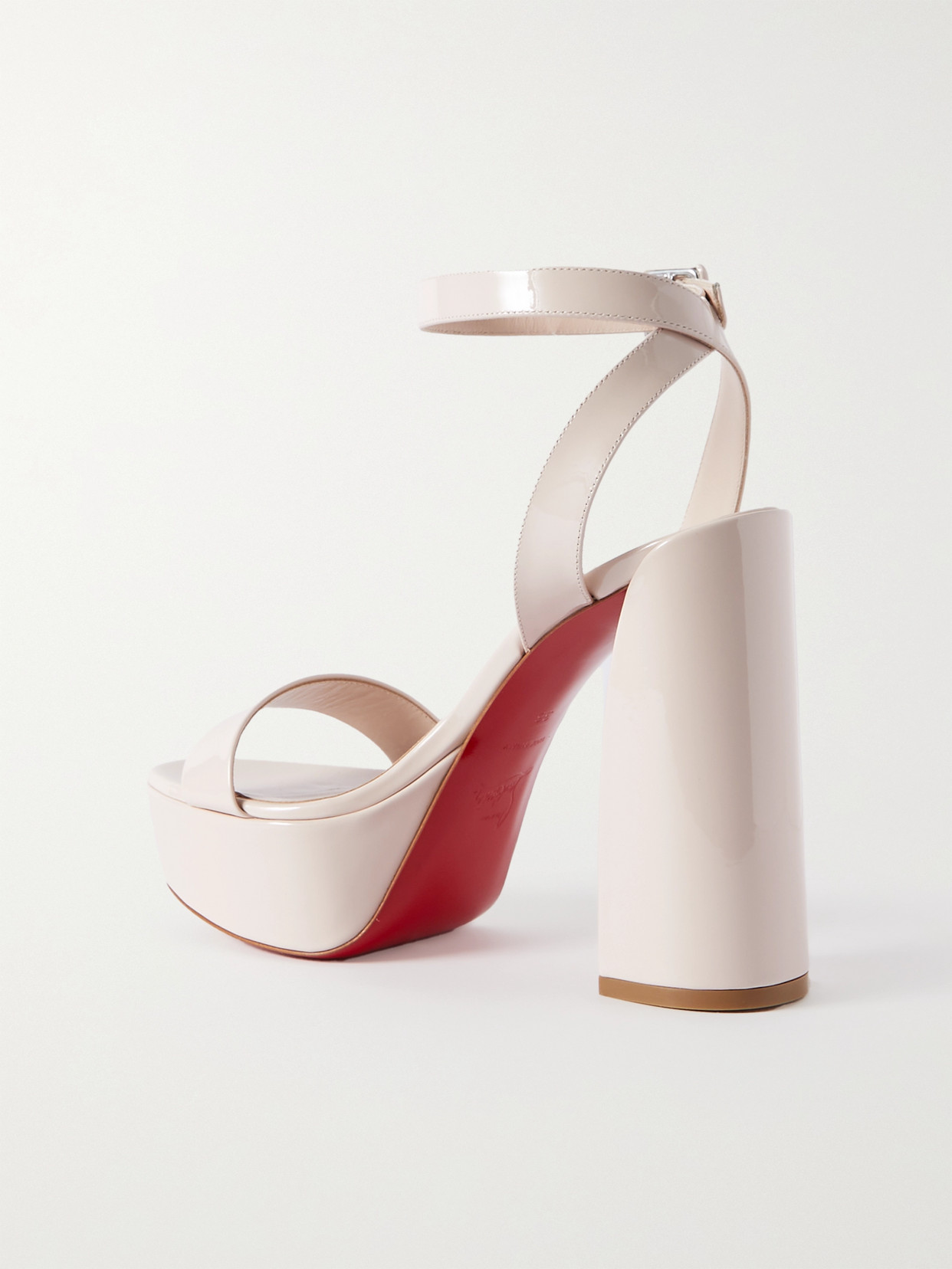 Shop Christian Louboutin Movida Sabina Patent-leather Platform Sandals In Neutrals