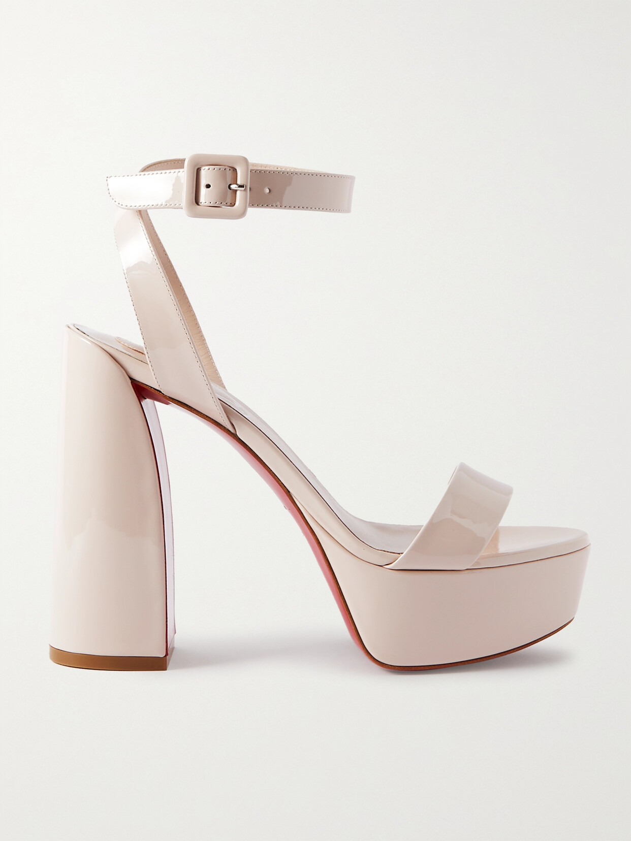 Shop Christian Louboutin Movida Sabina Patent-leather Platform Sandals In Neutrals