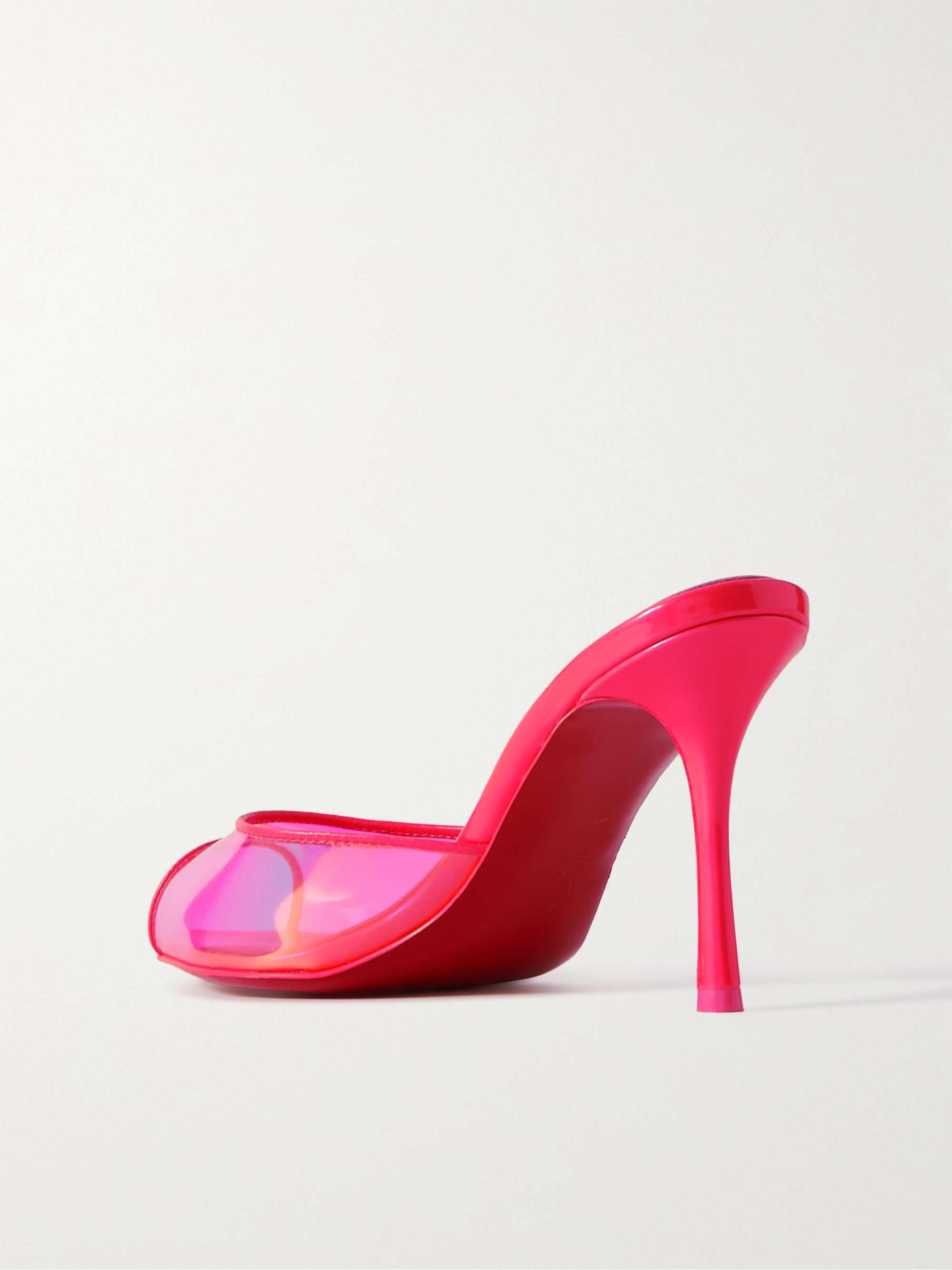 CHRISTIAN LOUBOUTIN Me Dolly 85 patent-leather trimmed iridescent TPU mules