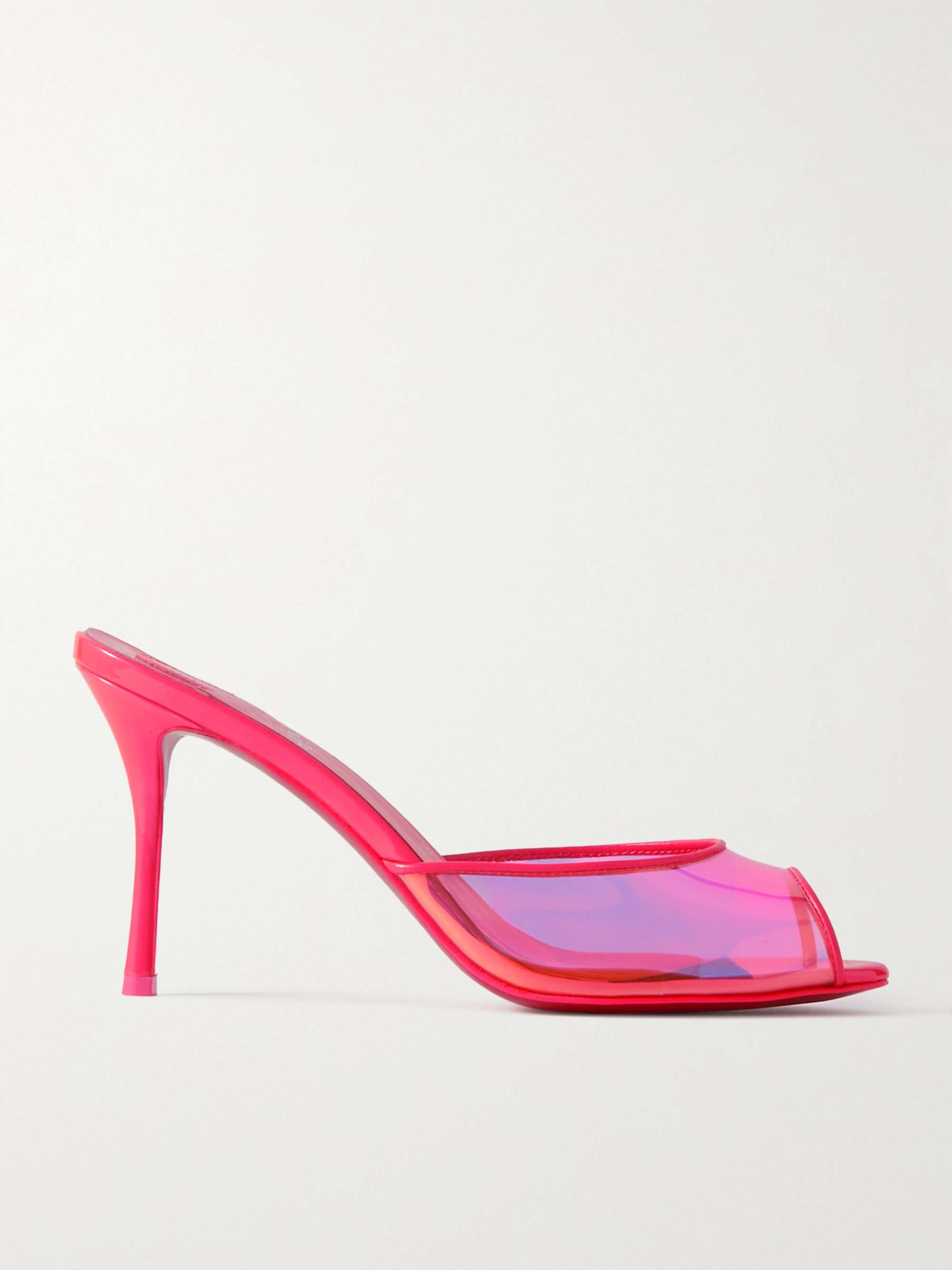 Me Dolly 85 patent-leather trimmed iridescent TPU mules