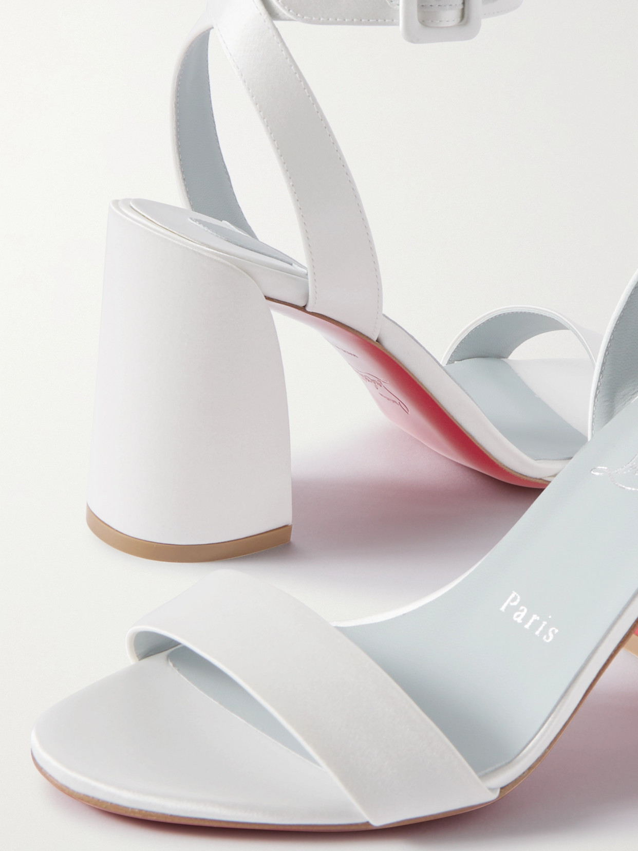 Christian Louboutin Miss Sabina 85 Satin Sandals In White