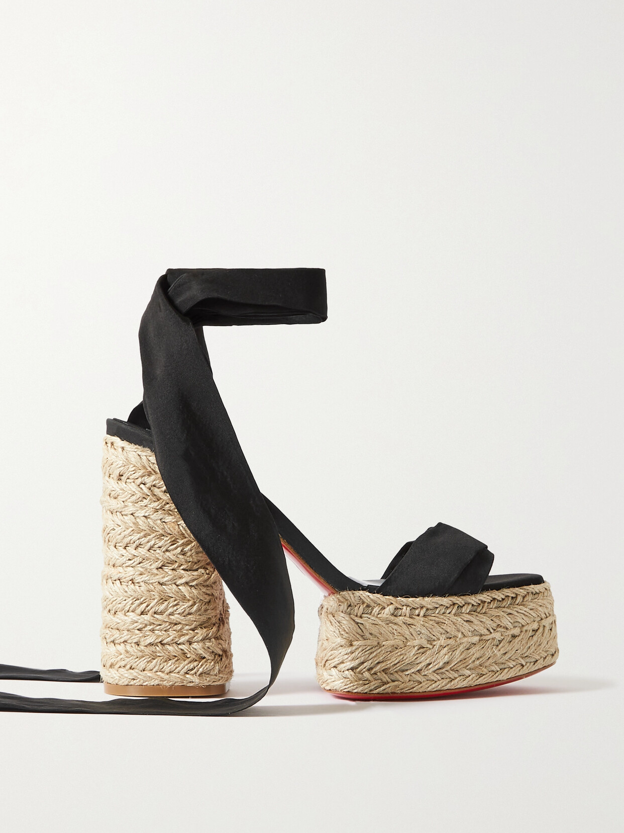 Christian Louboutin Mariza Du Desert 130 Gabardine Espadrille Platform Sandals In Black