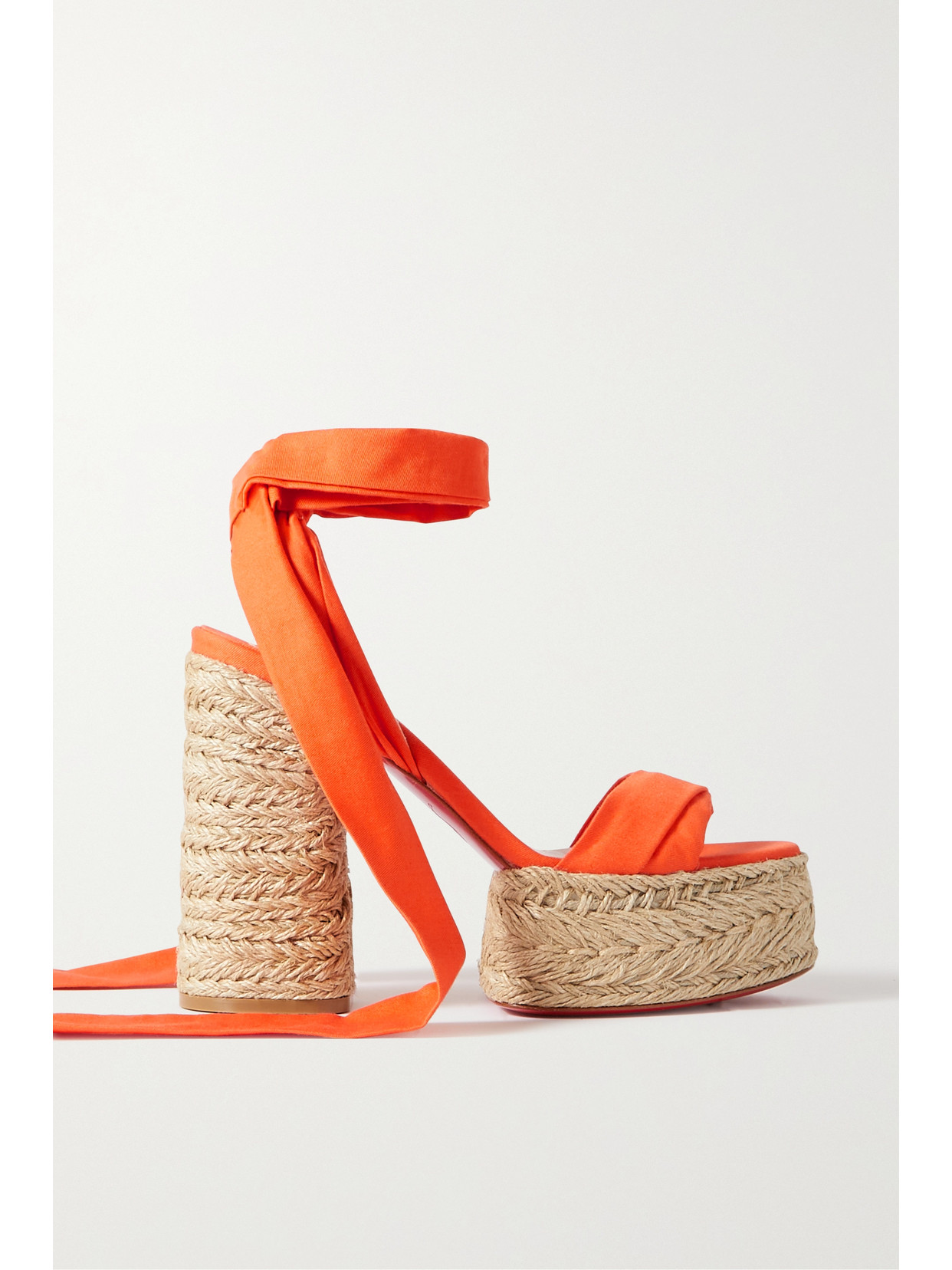 Shop Christian Louboutin Mariza Du Desert 130 Gabardine Espadrille Platform Sandals In Orange