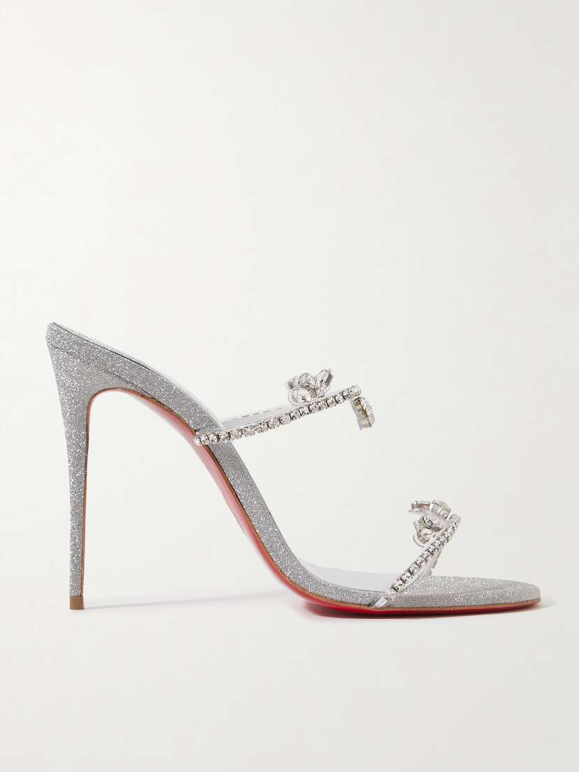 Christian Louboutin Just Queen 100 Crystal-embellished Pvc Mules