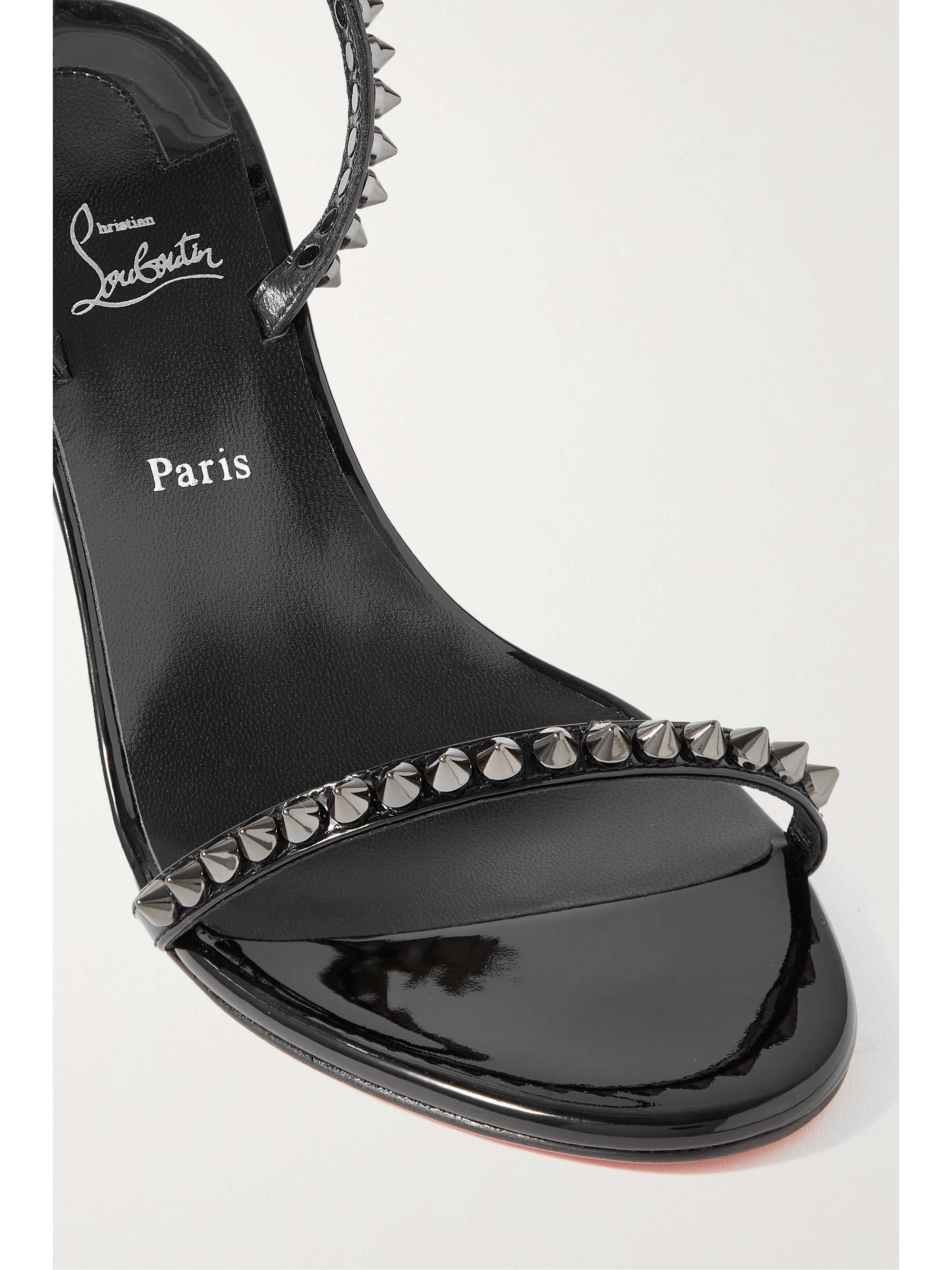 CHRISTIAN LOUBOUTIN Sandales compensées en cuir verni à clous So Me 85