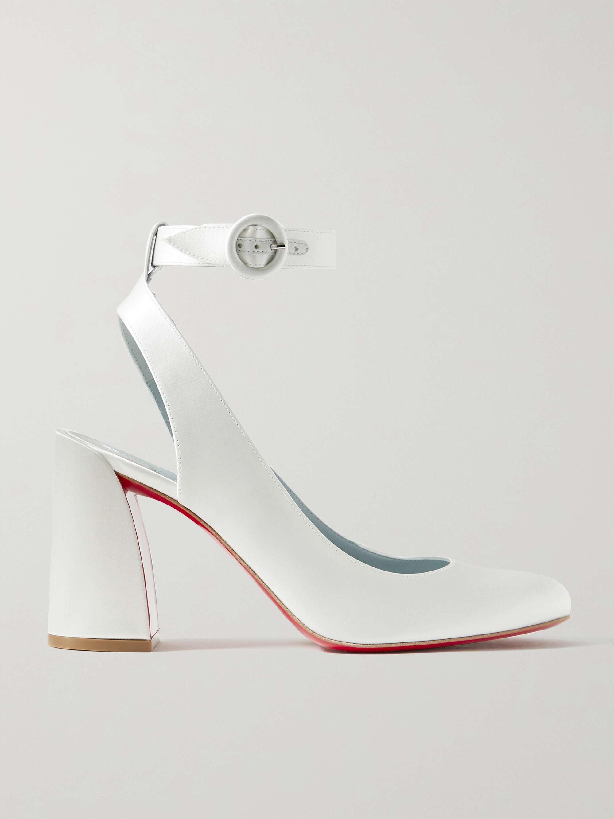 Christian Louboutin Lace Up Kate 85 Satin-trimmed Corded Lace Pumps in  White