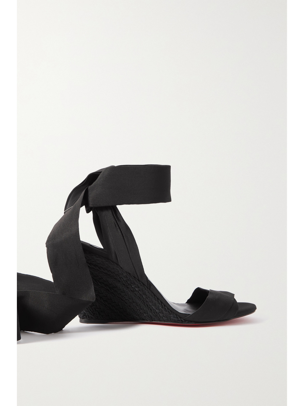 Christian Louboutin - Melides Du Désert 85 Faille Espadrille Wedge Sandals - Black