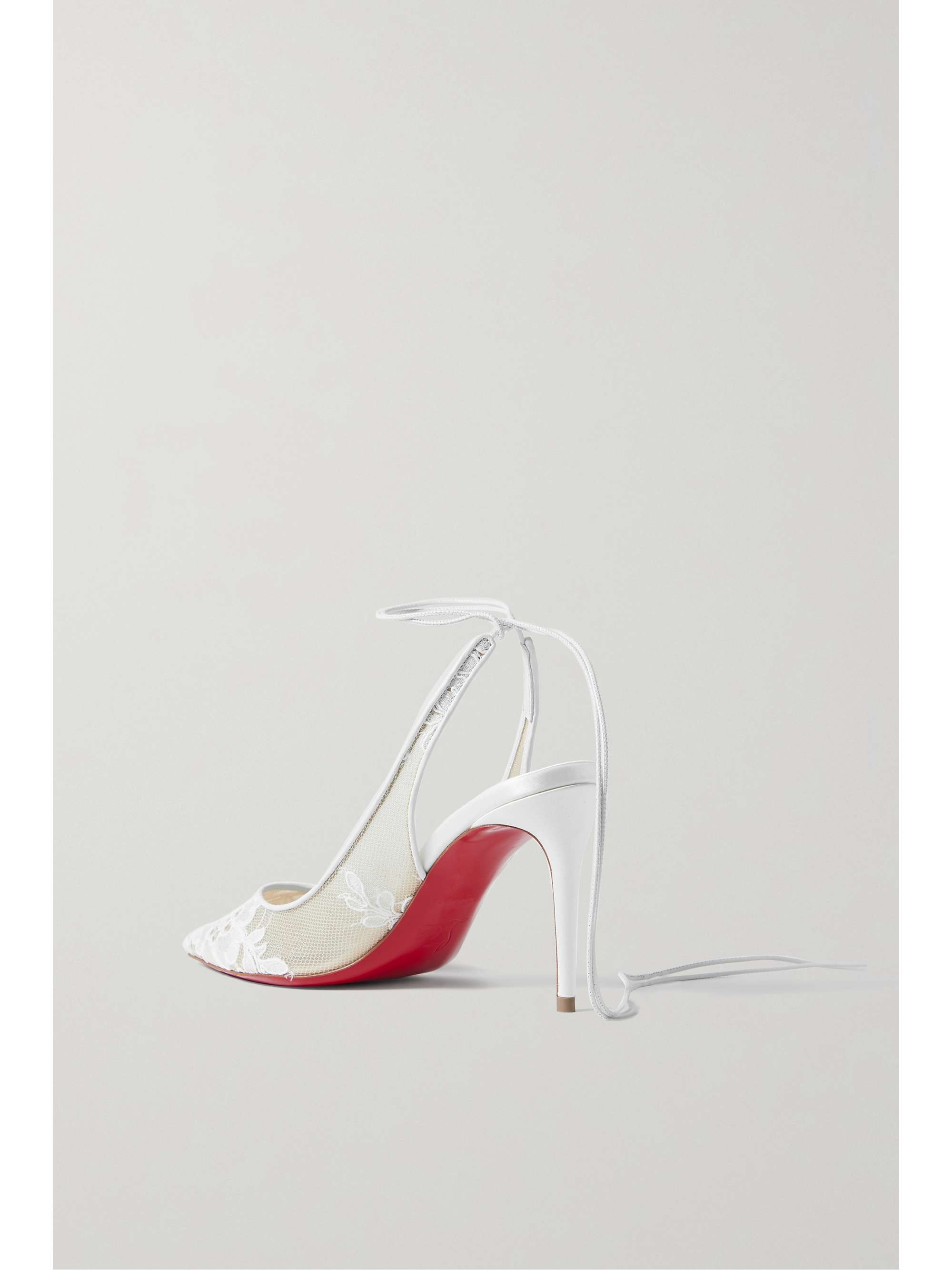 CHRISTIAN LOUBOUTIN Lace Up Kate 85 satin-trimmed corded lace pumps