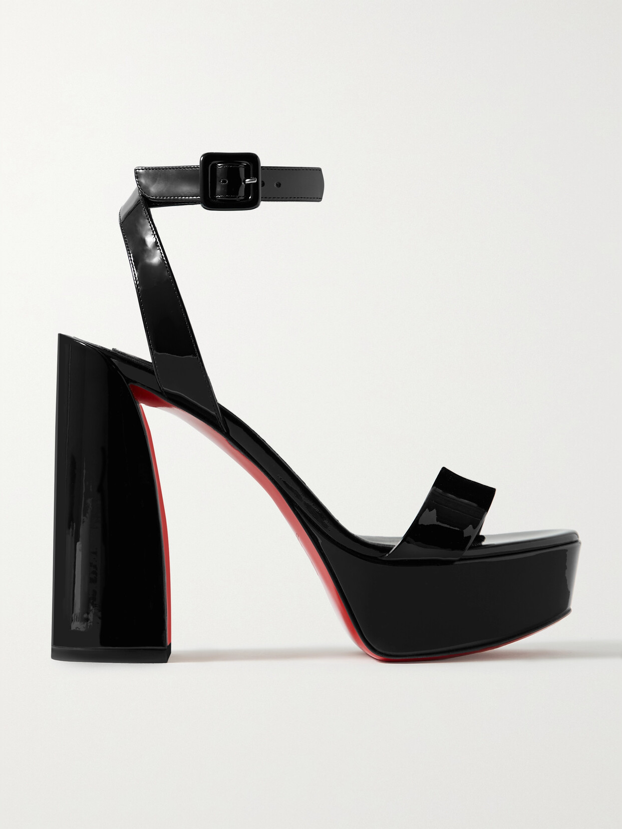 Shop Christian Louboutin Movida Sabina 130 Patent-leather Platform Sandals In Black