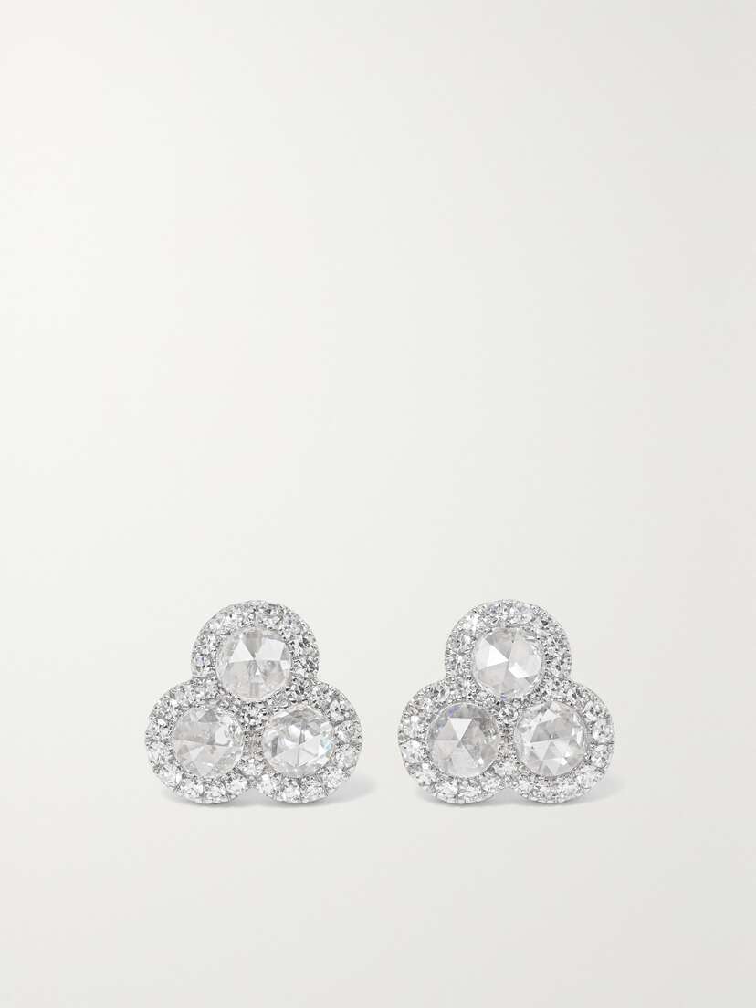 David Morris 18-karat White Gold Diamond Earrings