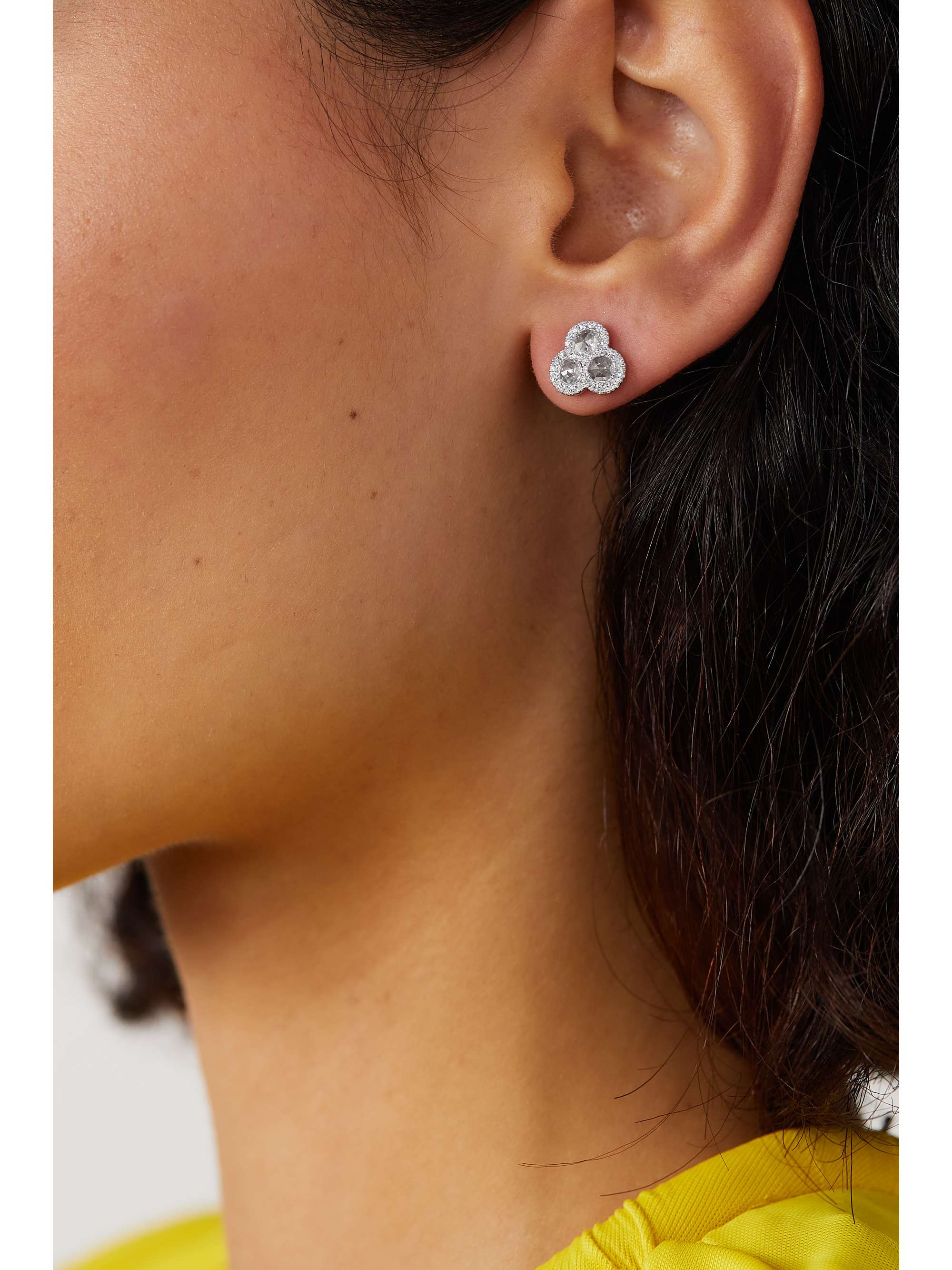 DAVID MORRIS 18-karat white gold diamond earrings