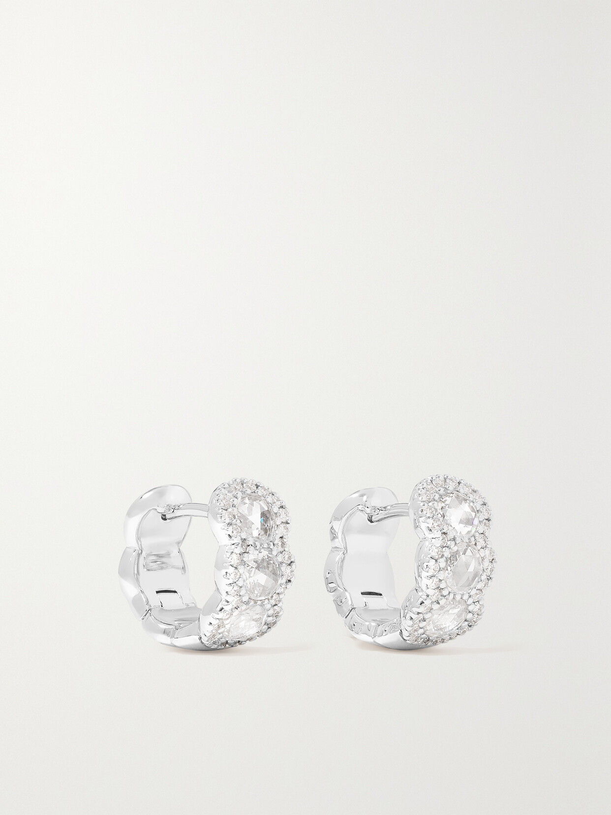 David Morris 18-karat White Gold Diamond Hoop Earrings