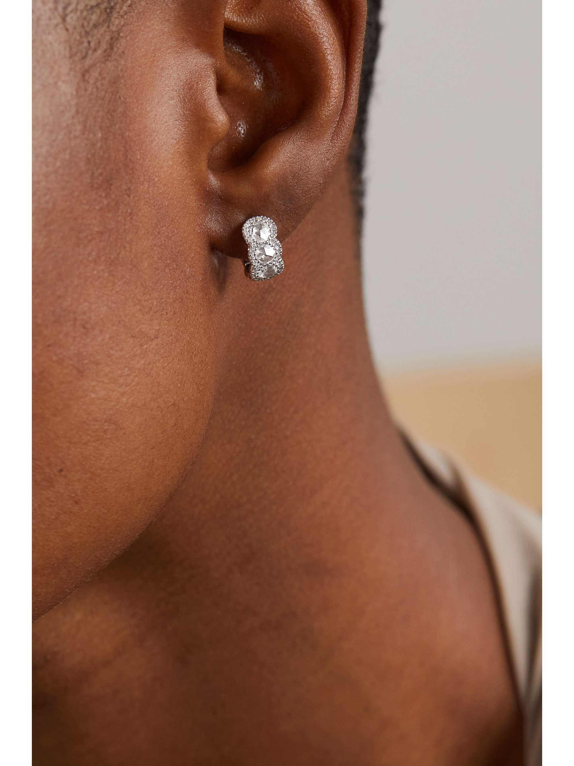 DAVID MORRIS 18-karat white gold diamond hoop earrings