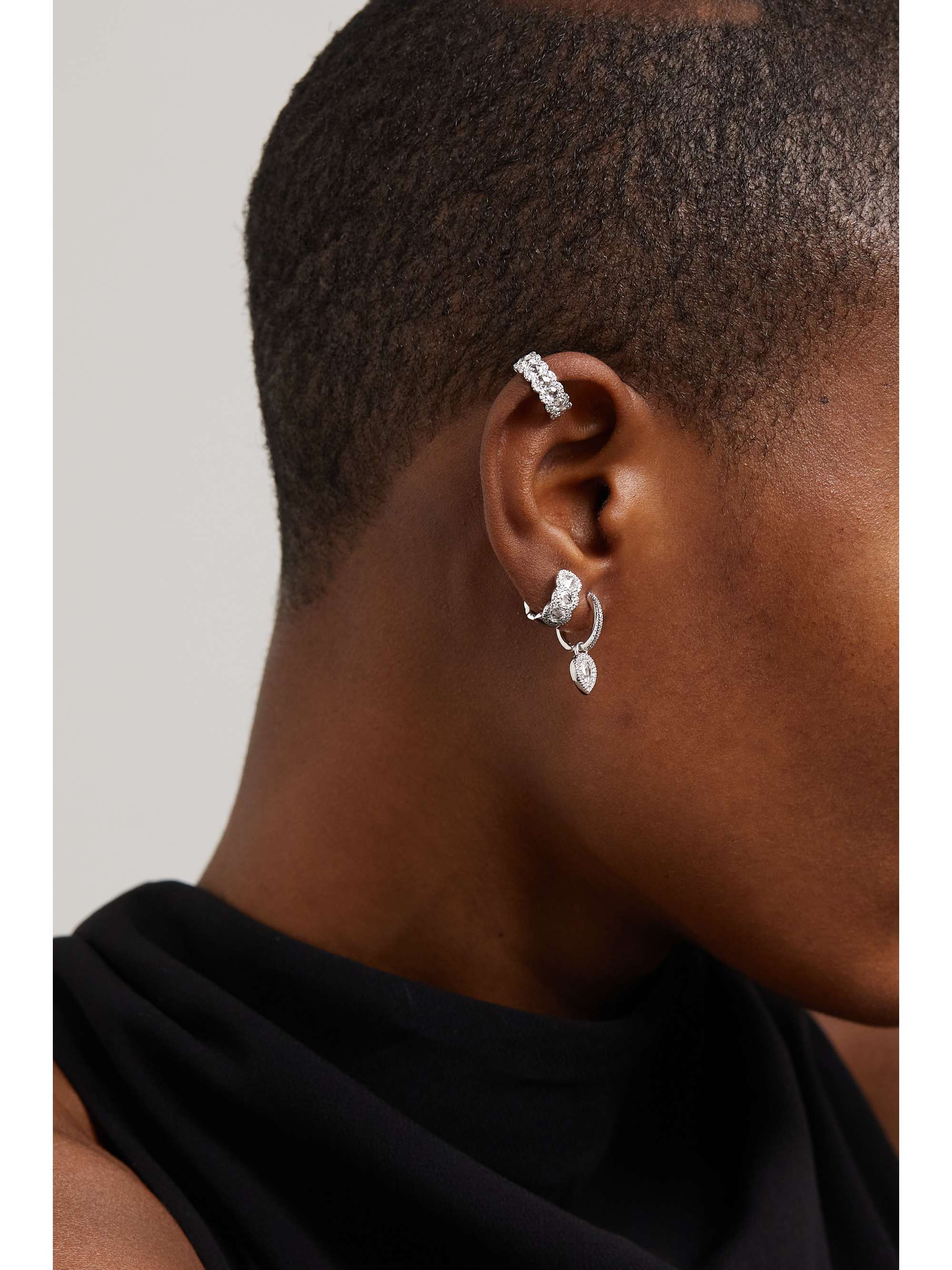 DAVID MORRIS 18 karat white gold diamond ear cuff NET A PORTER