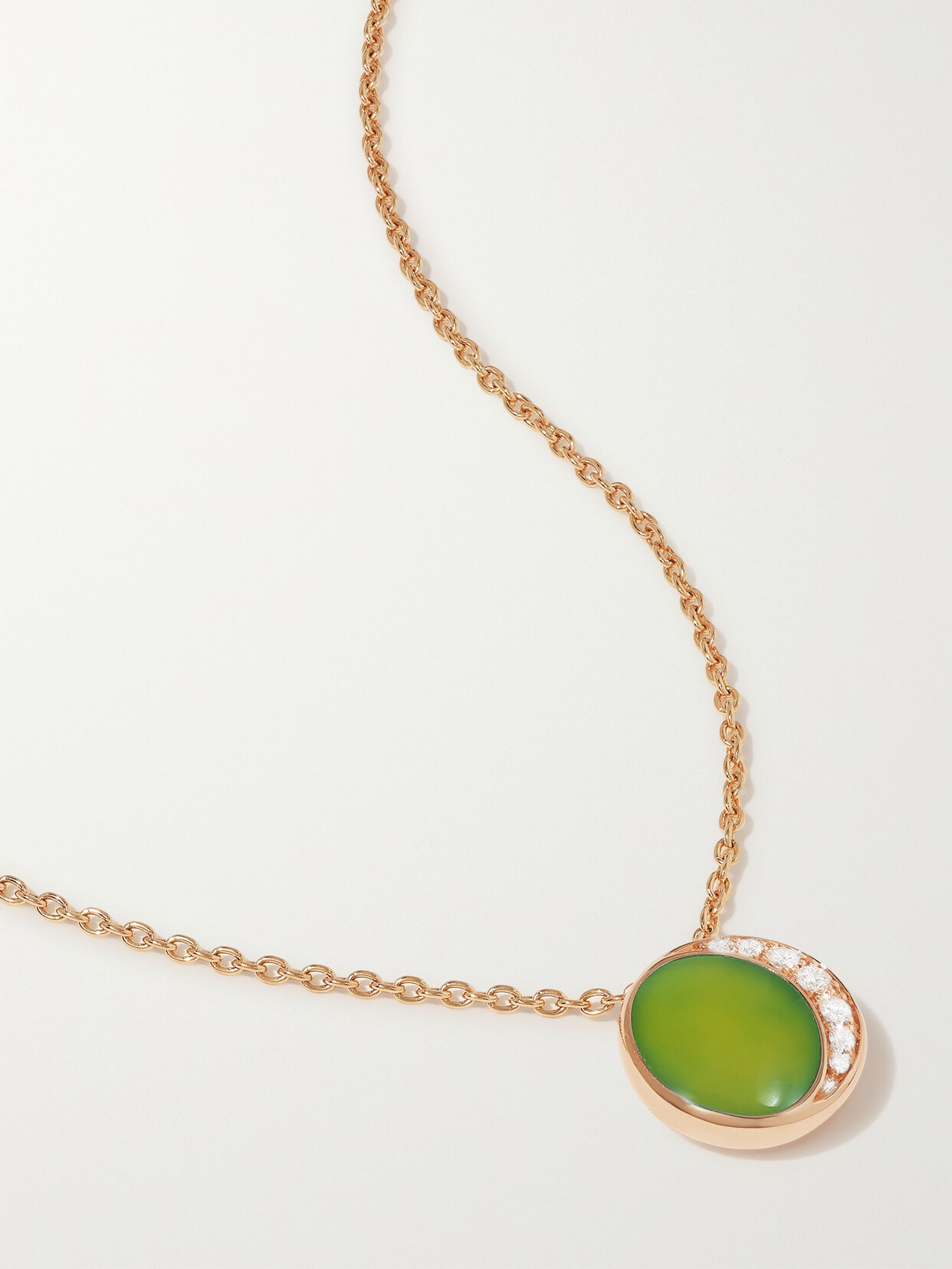 David Morris - Fortuna Large 18-karat Rose Gold, Chrysoprase And Diamond Necklace - Green