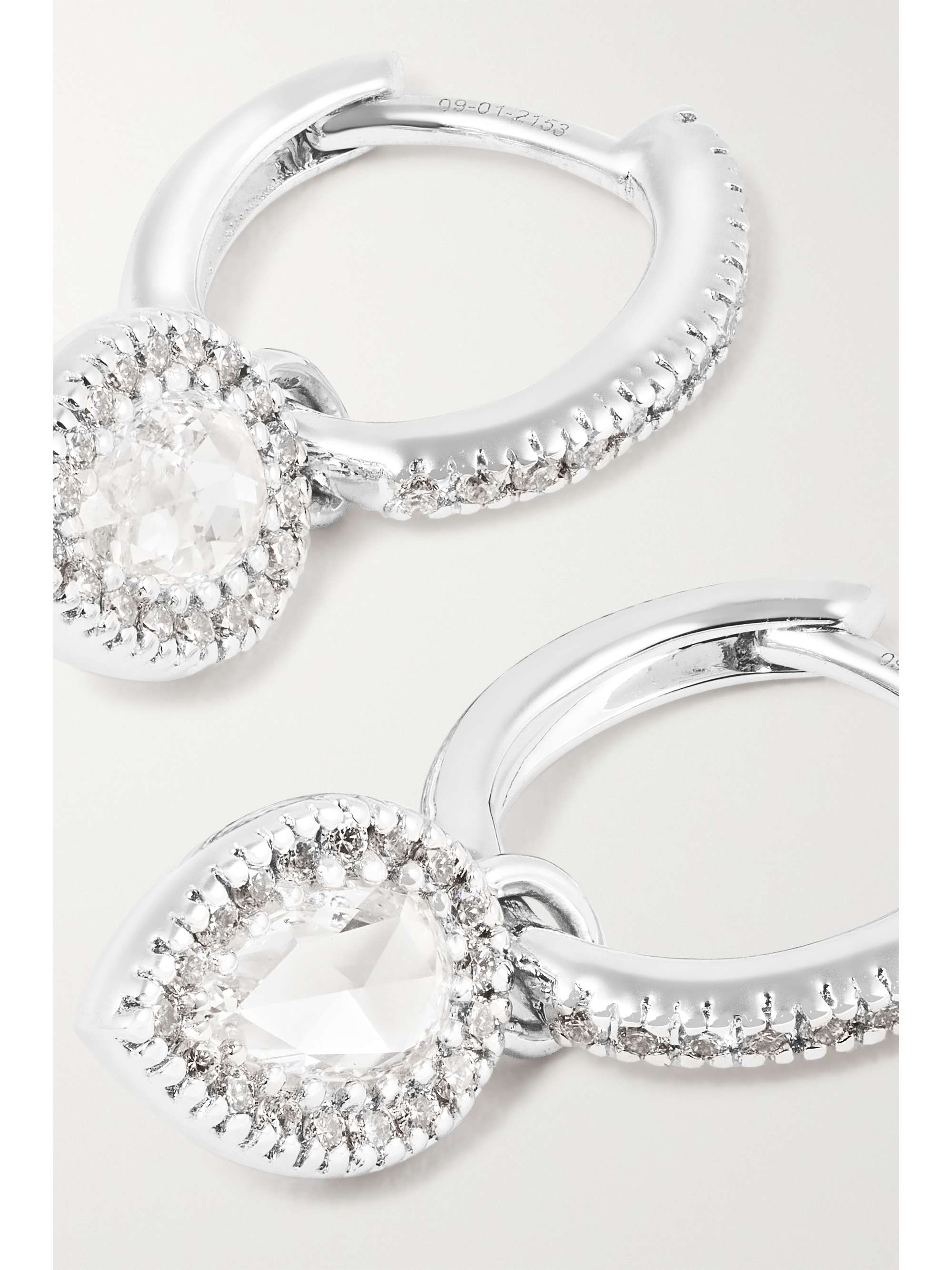 DAVID MORRIS 18-karat white gold diamond hoop earrings