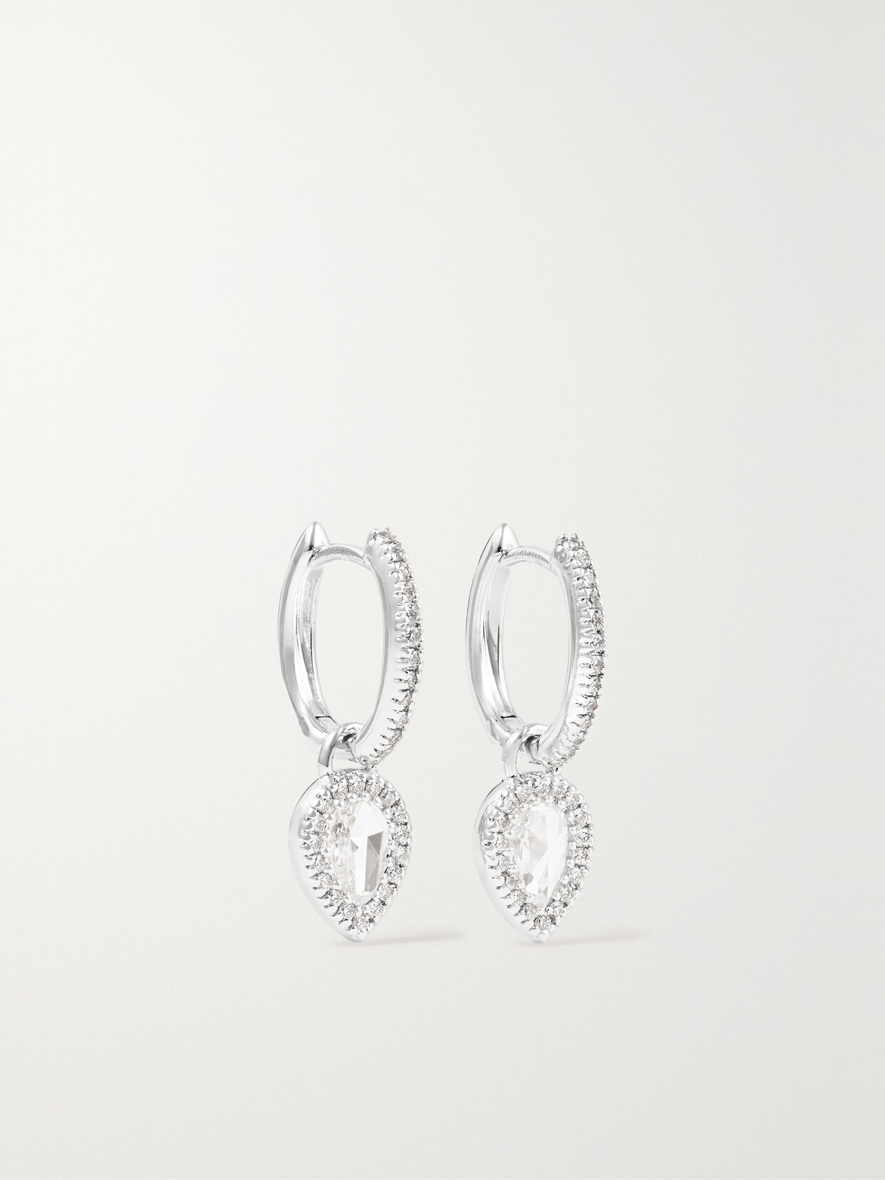 David Morris 18-karat White Gold Diamond Hoop Earrings