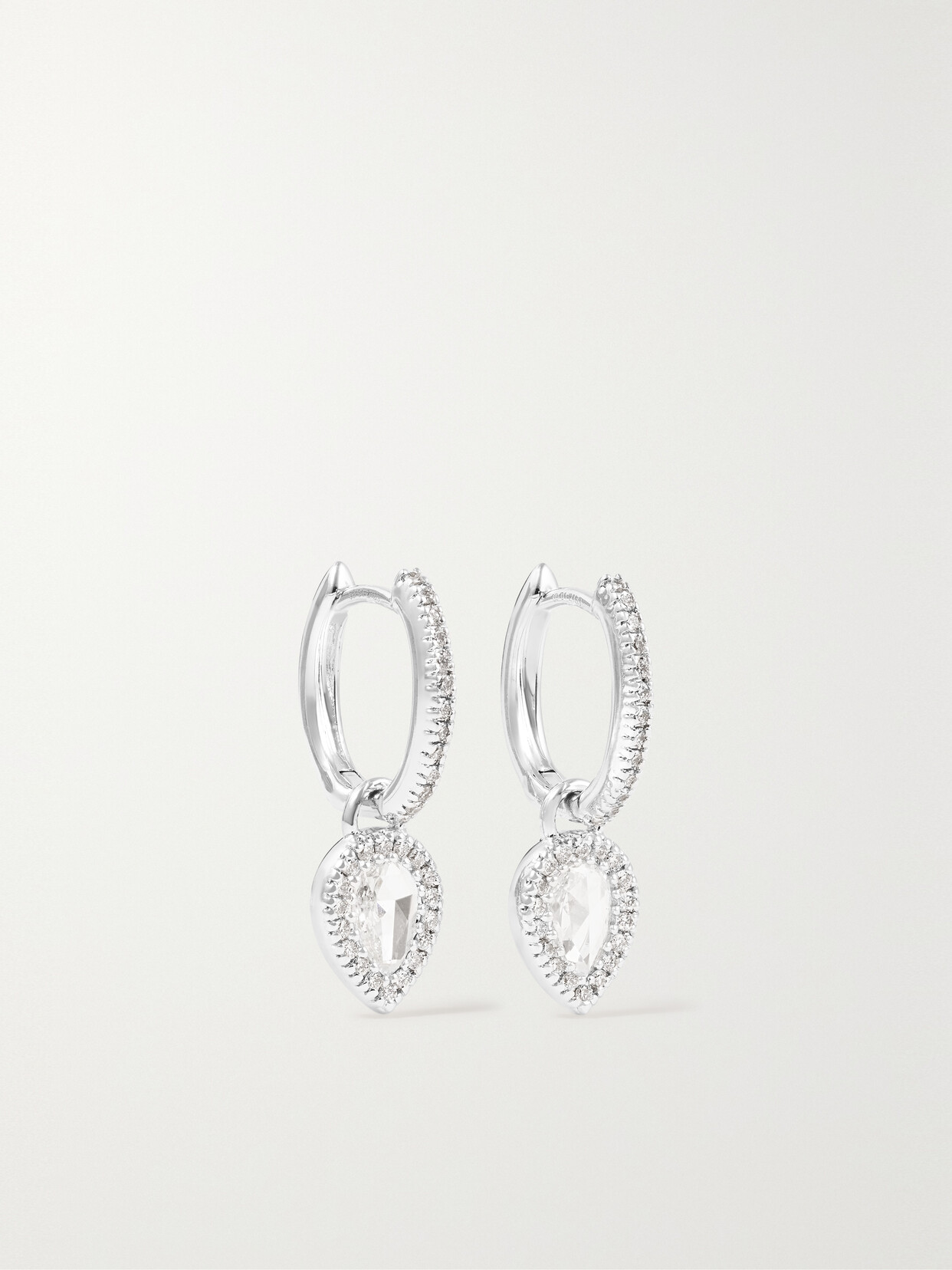 David Morris 18-karat White Gold Diamond Hoop Earrings