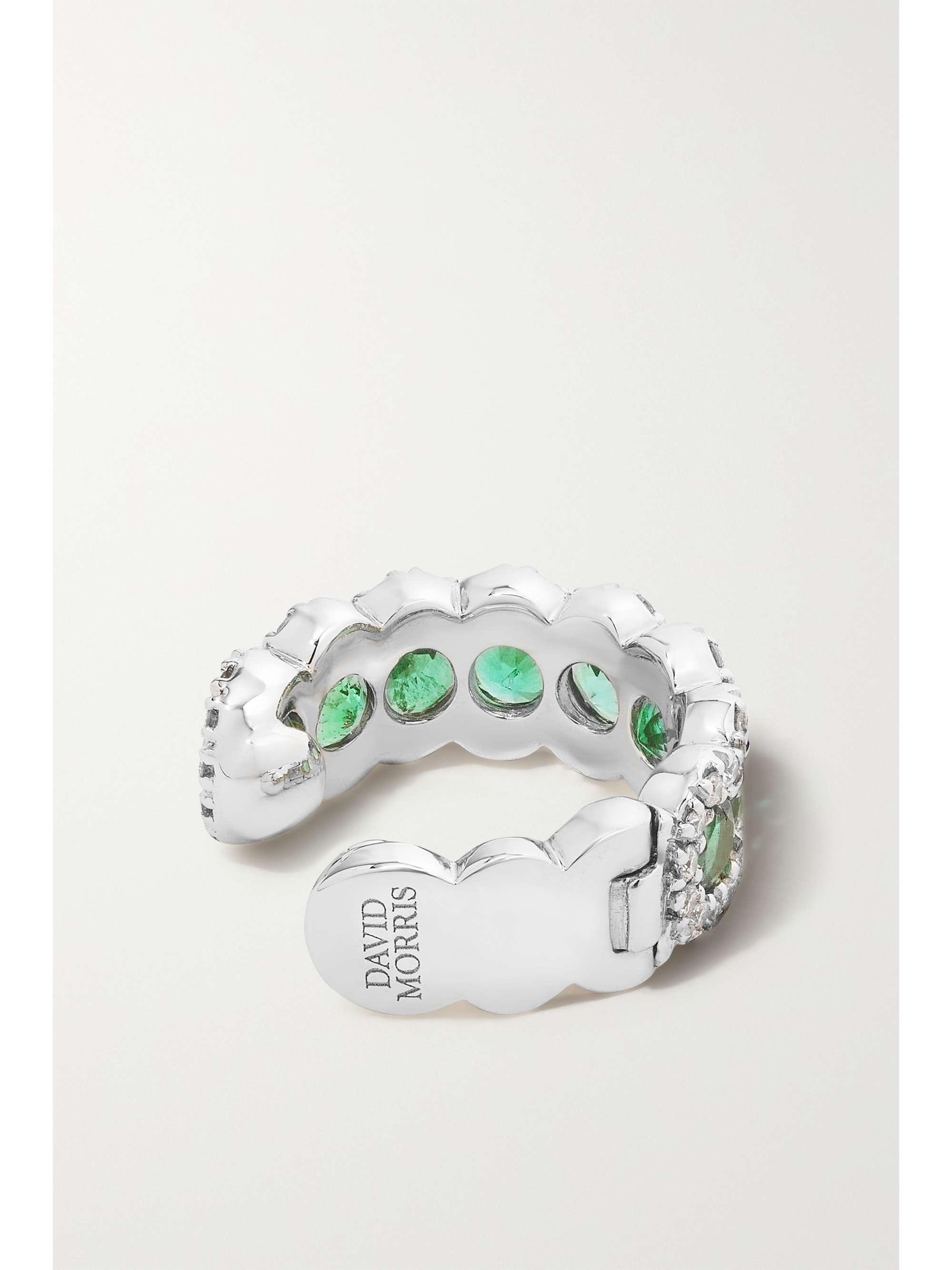 DAVID MORRIS 18-karat white gold, emerald and diamond ear cuff