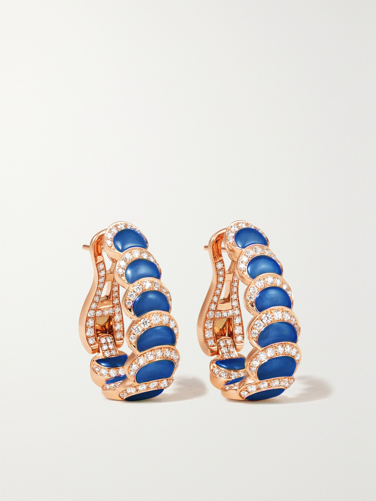 David Morris Fortuna 18-karat Rose Gold, Agate And Diamond Hoop Earrings