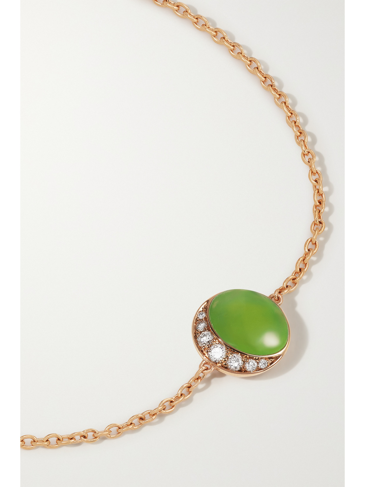 Shop David Morris Fortuna 18-karat Rose Gold, Chrysoprase And Diamond Bracelet