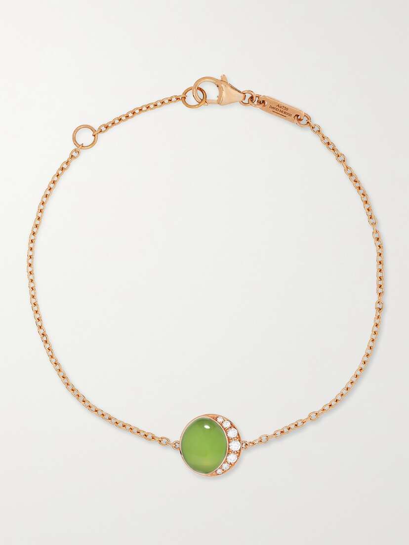David Morris Fortuna 18-karat Rose Gold, Chrysoprase And Diamond Bracelet
