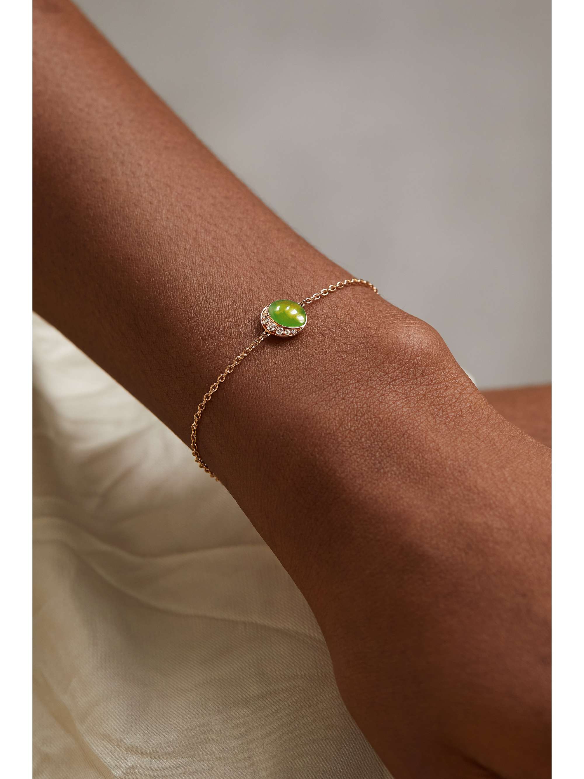DAVID MORRIS Fortuna 18-karat rose gold, chrysoprase and diamond bracelet