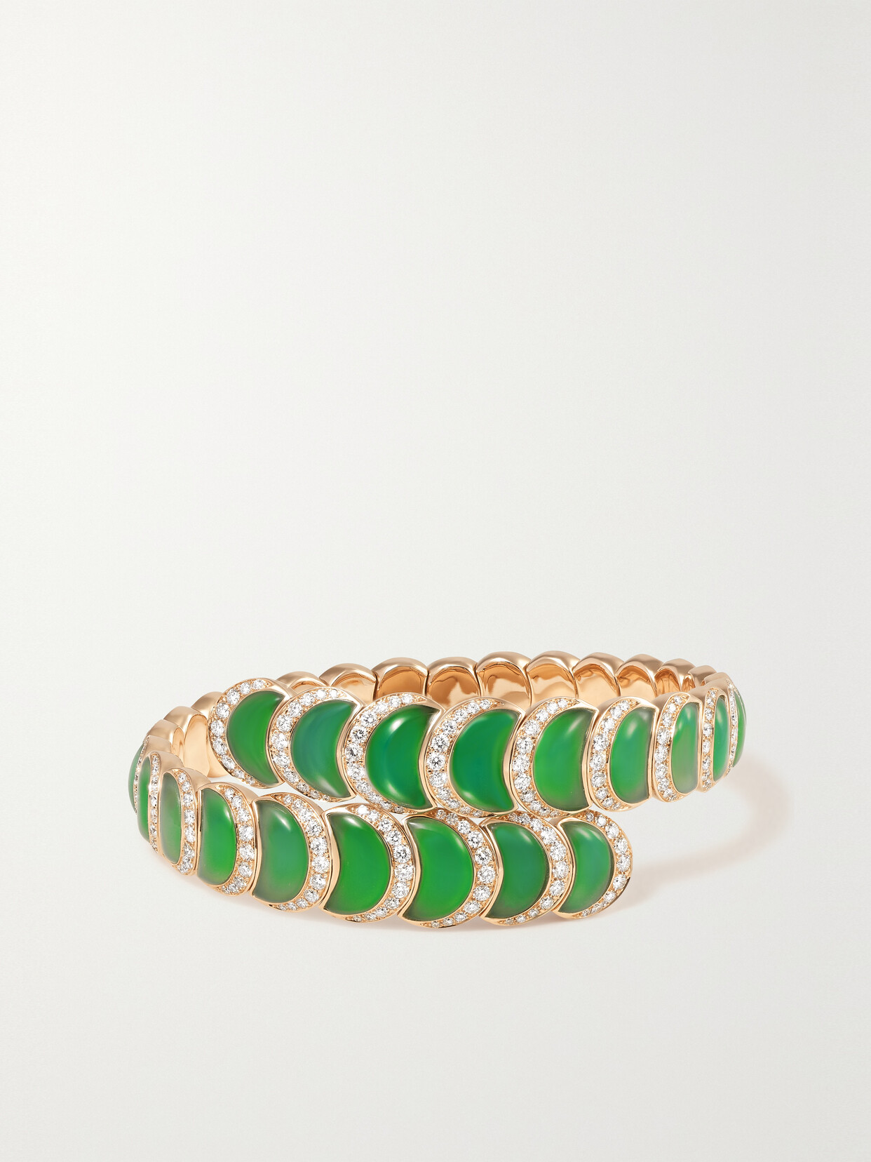 David Morris - Fortuna Toi Et Moi 18-karat Rose Gold, Chrysoprase And Diamond Bangle - Green