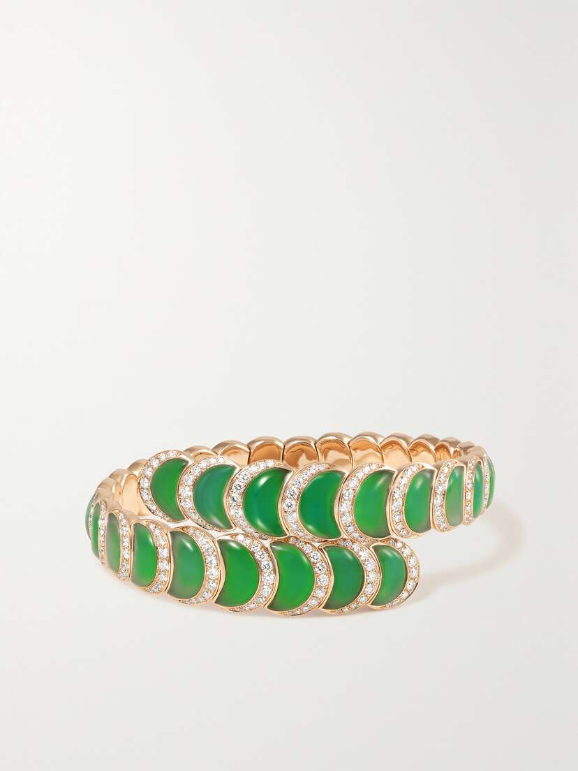 David Morris Fortuna Toi Et Moi 18-karat Rose Gold, Chrysoprase And Diamond Bangle