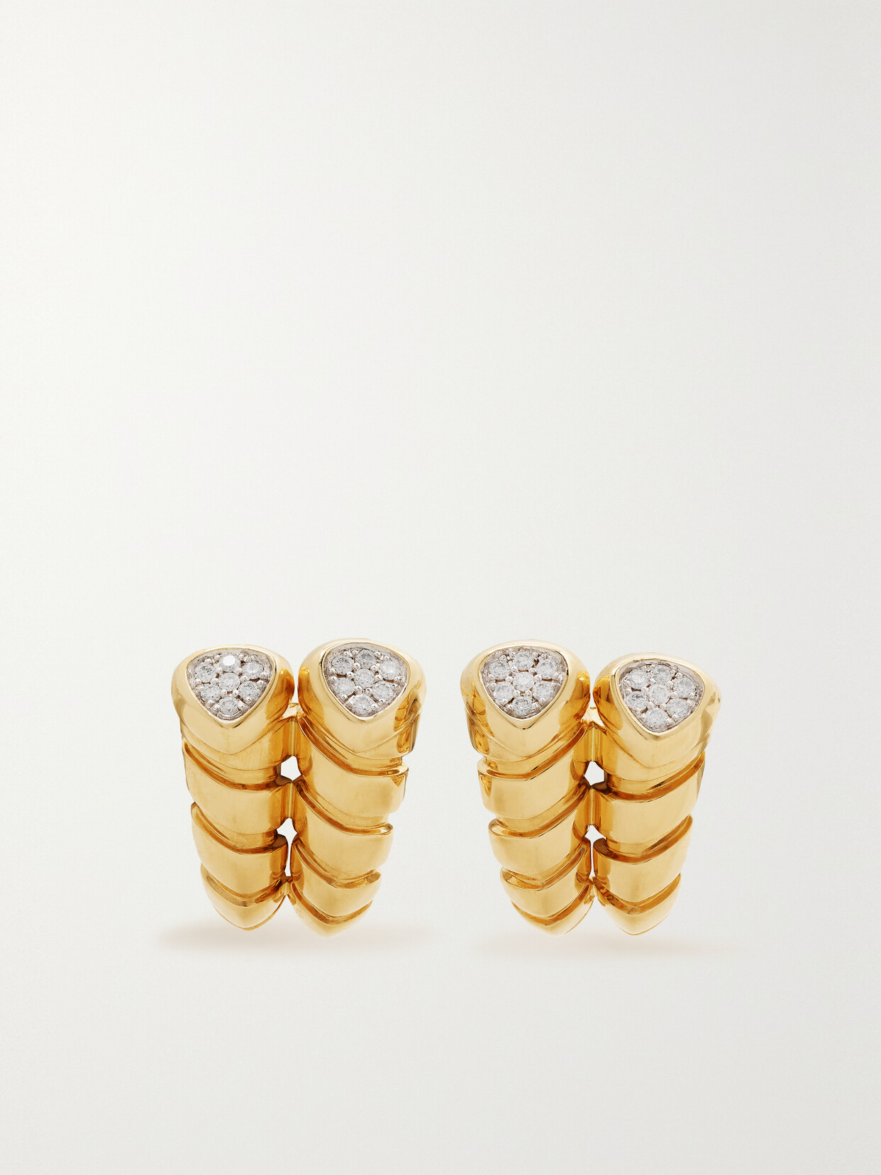 Marina B Trisolina Double 18-karat Gold Diamond Earrings