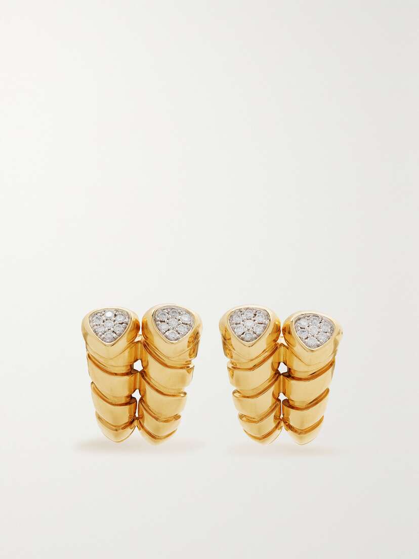 Marina B Trisolina Double 18-karat Gold Diamond Earrings