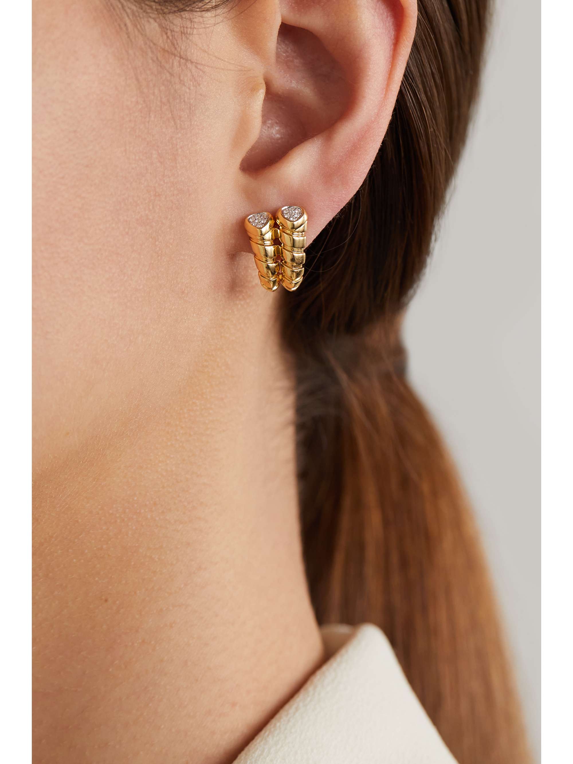 MARINA B Trisolina Double 18-karat gold diamond earrings