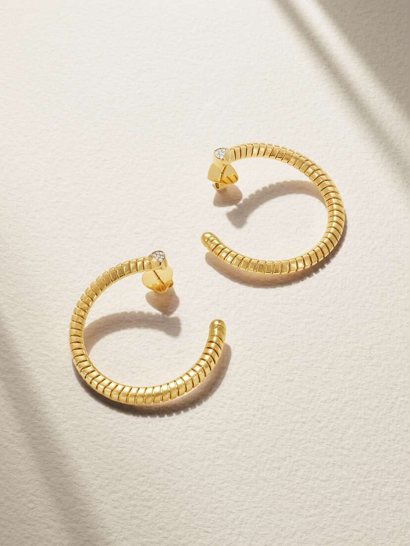Marina B Trisolina 18-karat Gold Diamond Hoop Earrings