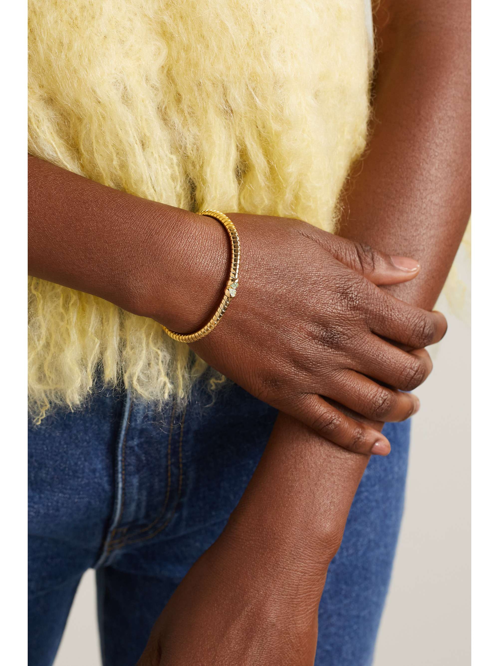 MARINA B Trisolina 18-karat gold tourmaline cuff