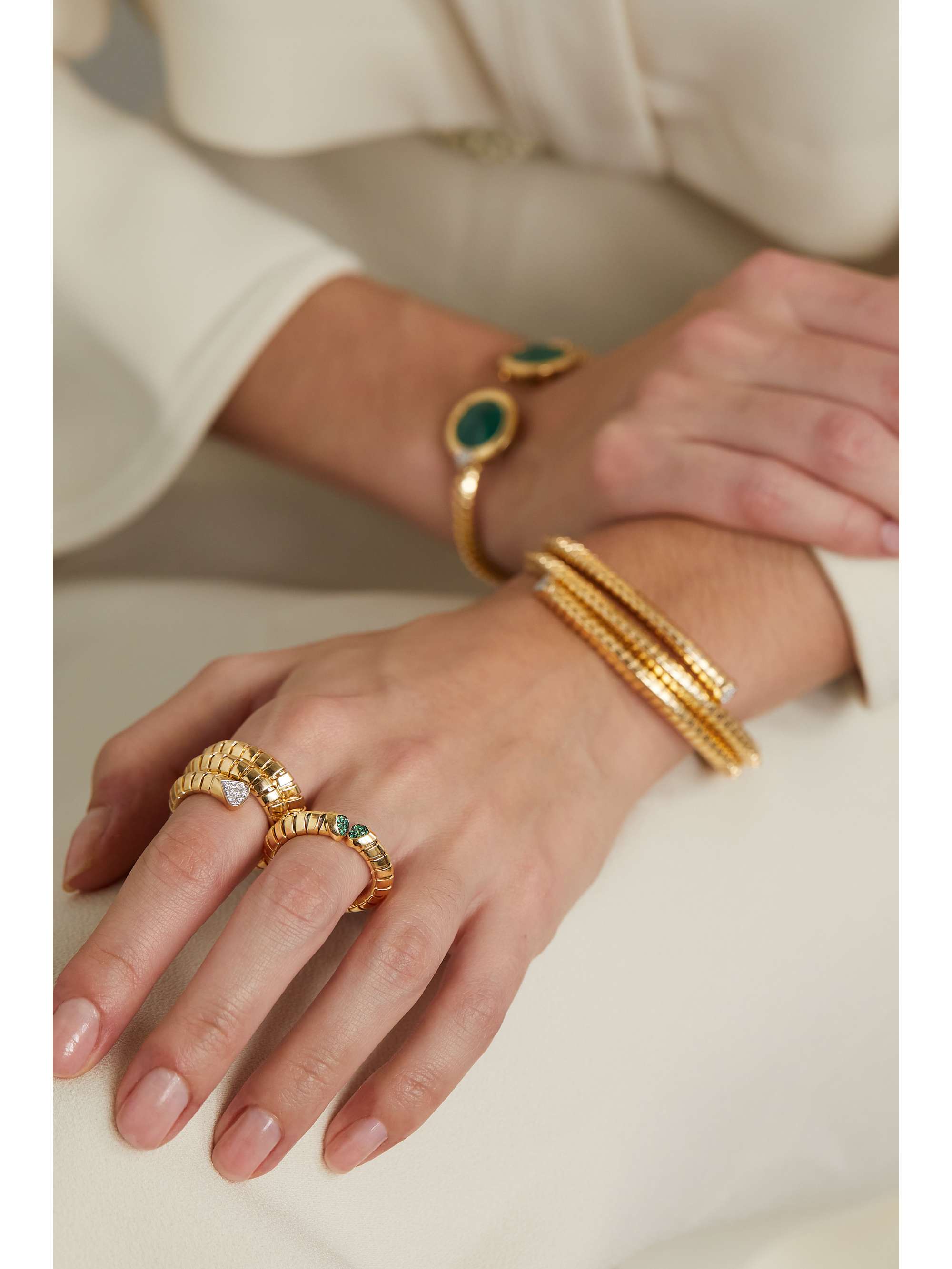 MARINA B Trisolina 18-karat gold emerald ring