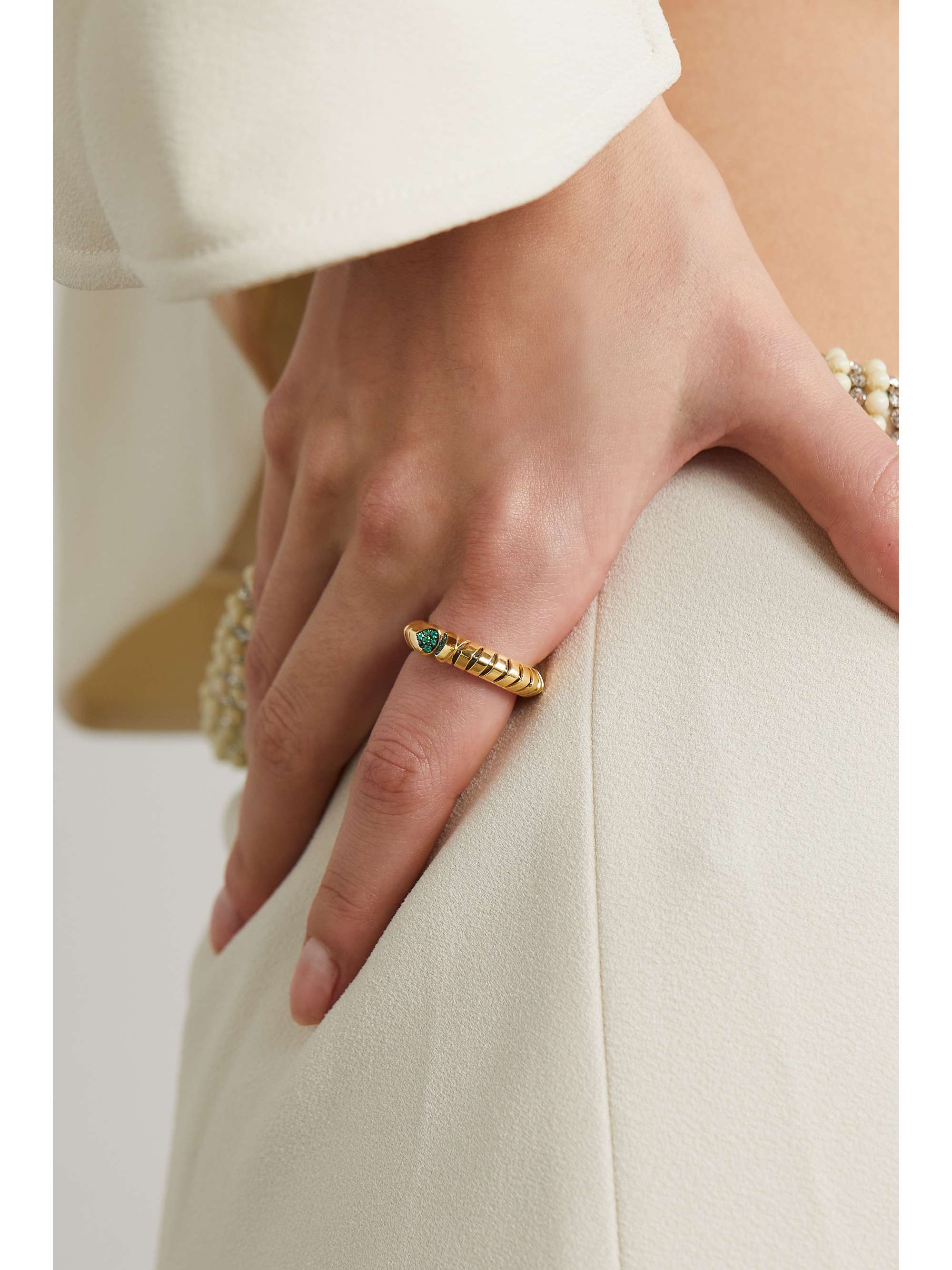 MARINA B Trisolina 18-karat gold emerald ring