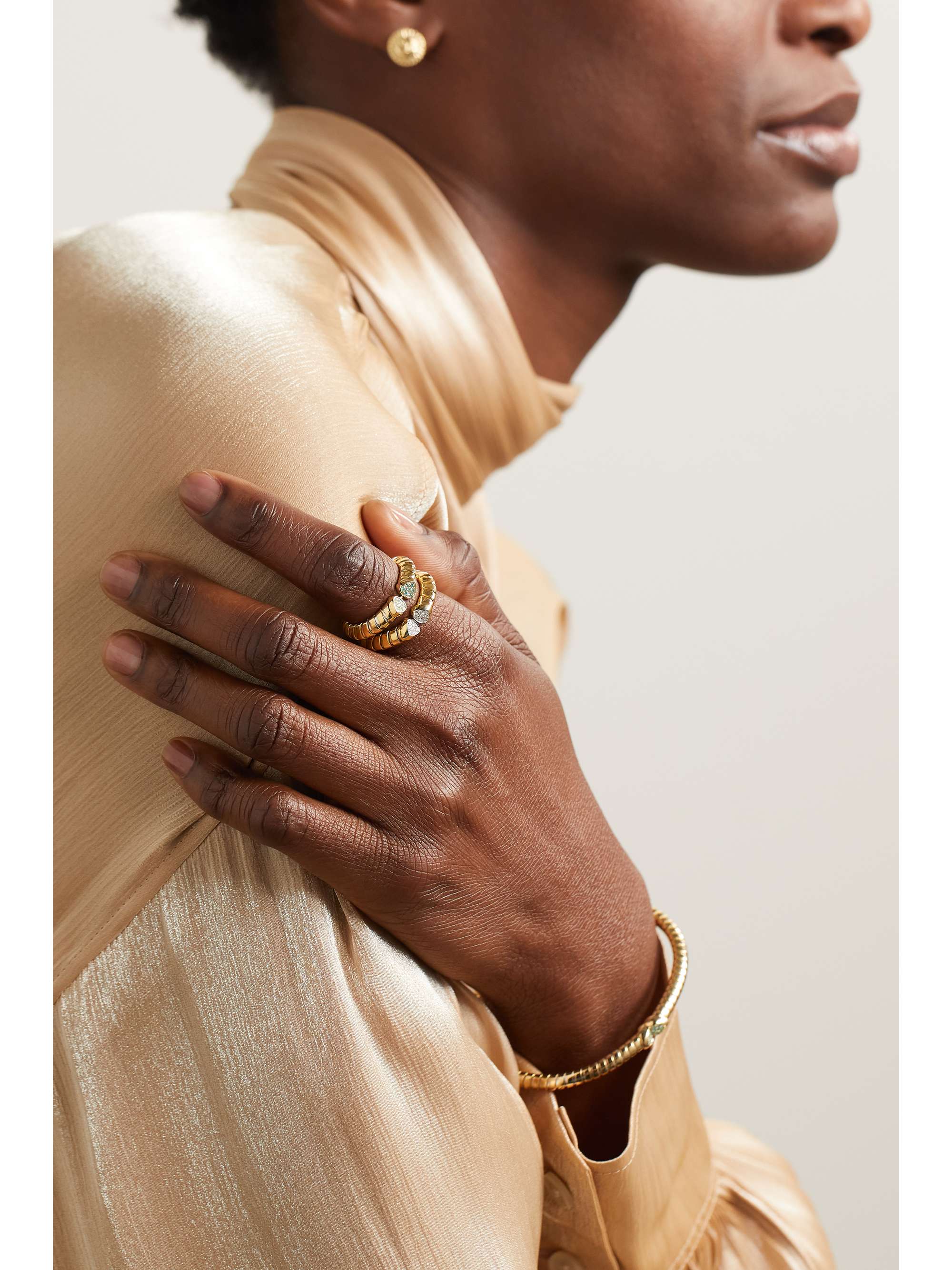 MARINA B Trisolina 18-karat gold, silver and tourmaline ring