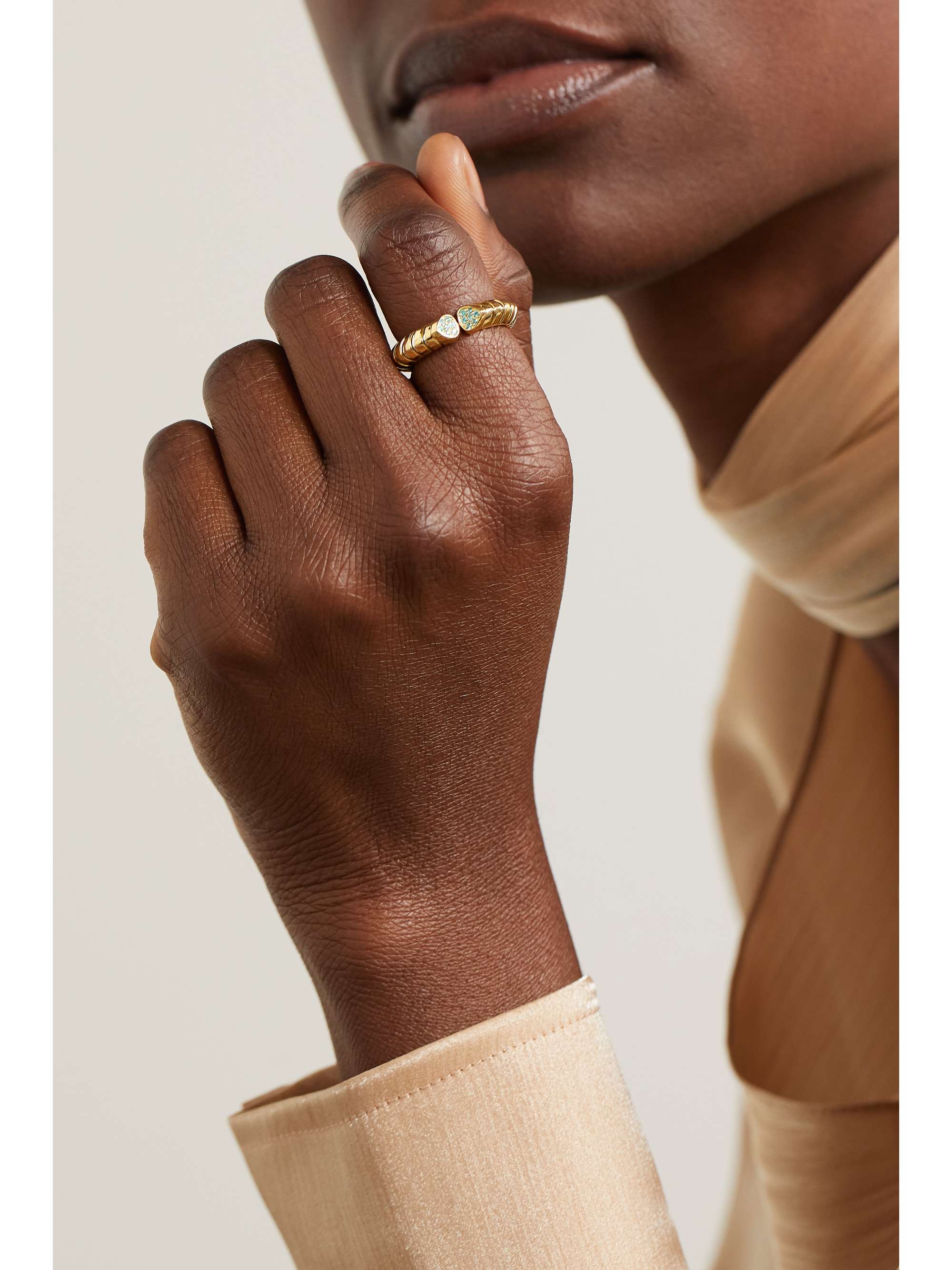 MARINA B Trisolina 18-karat gold, silver and tourmaline ring
