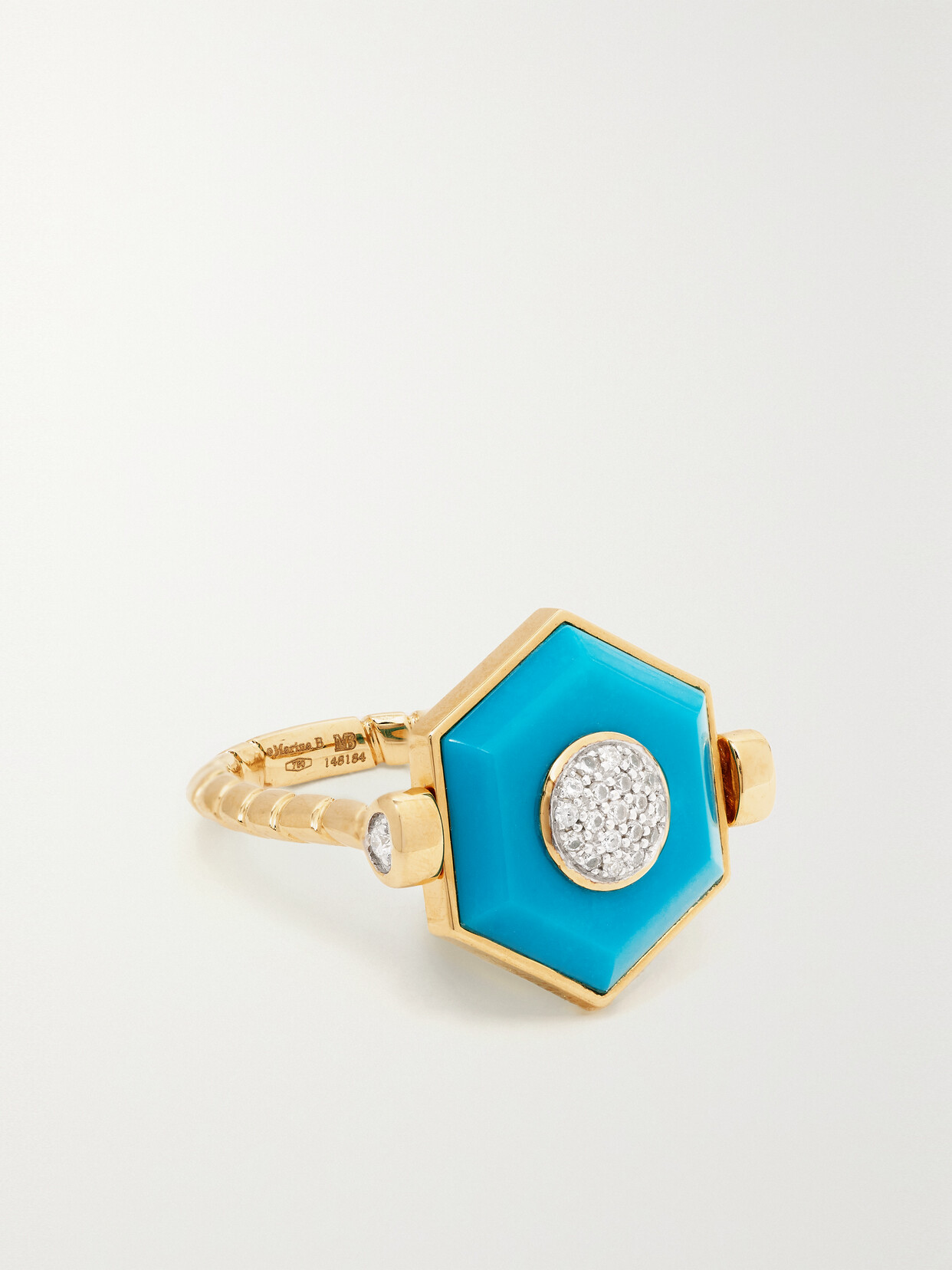 Marina B - Soleil Hexagon Flip 18-karat Gold, Turquoise And Diamond Ring - 6