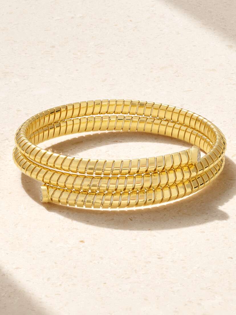 Marina B Trisolina Triple 18-karat Gold Diamond Bangle