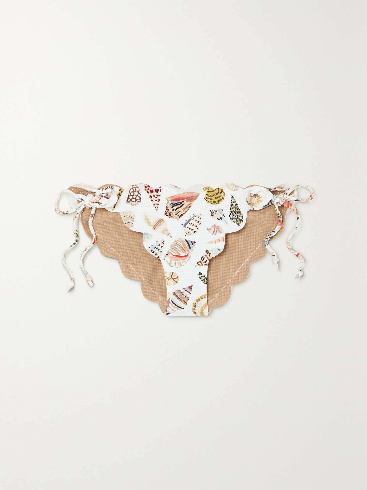 Marysia - Mott Reversible Scalloped Seersucker Bikini Briefs - White