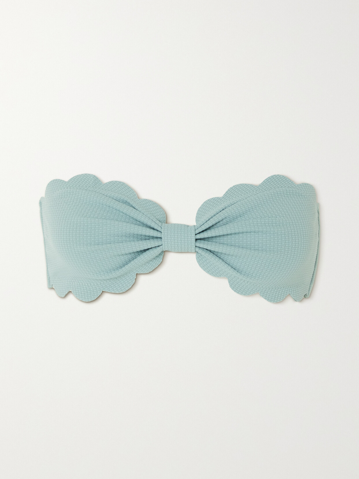 Marysia - Antibes Scalloped Seersucker Bandeau Bikini Top - Blue